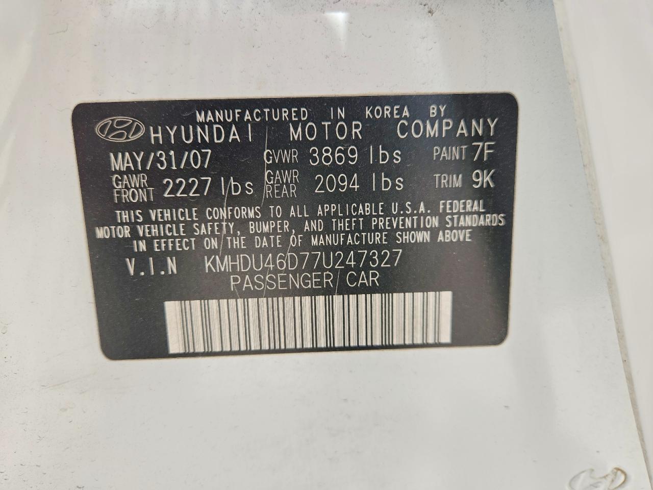 2007 Hyundai Elantra Gls Серебряный vin: KMHDU46D77U247327
