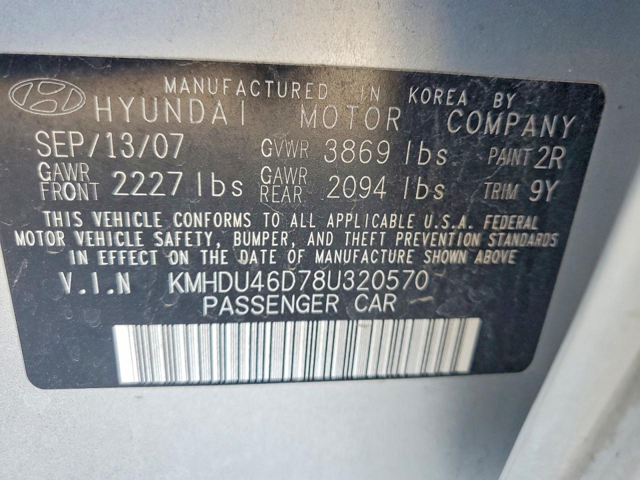 2008 Hyundai Elantra Gls Silver vin: KMHDU46D78U320570