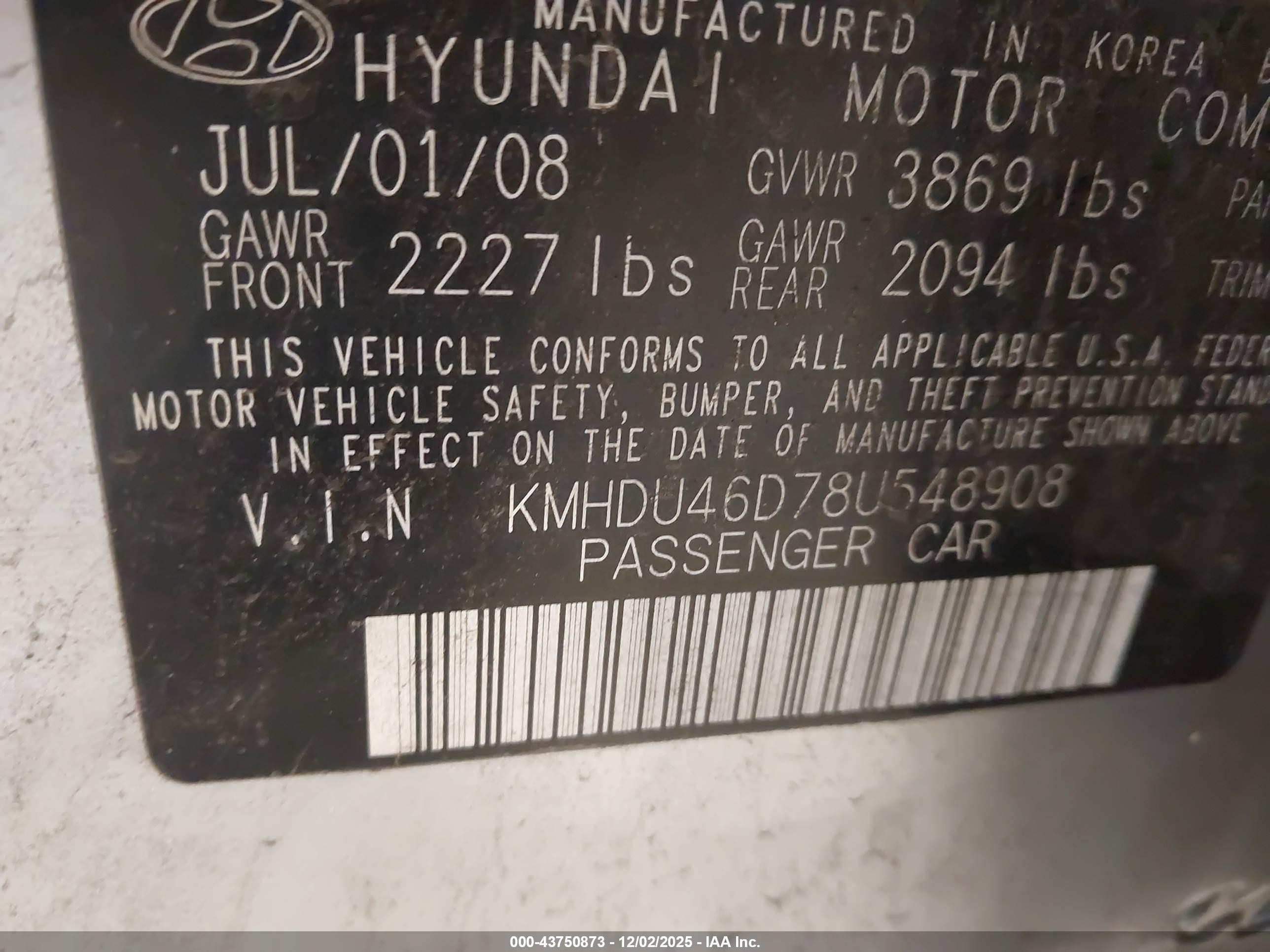 2008 Hyundai Elantra Gls/se Серебряный vin: KMHDU46D78U548908