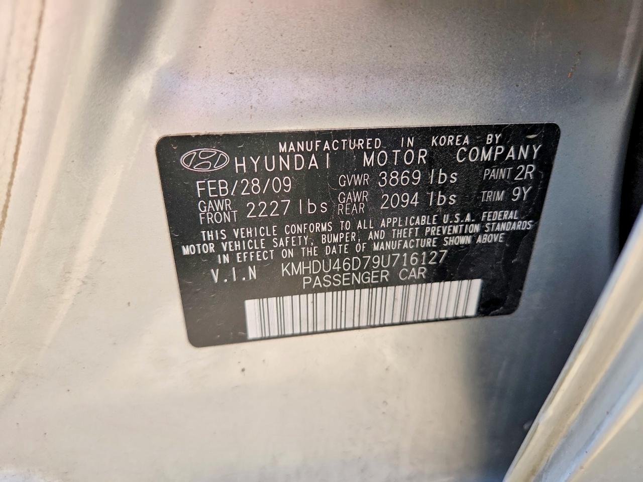 2009 Hyundai Elantra Gls Silver vin: KMHDU46D79U716127