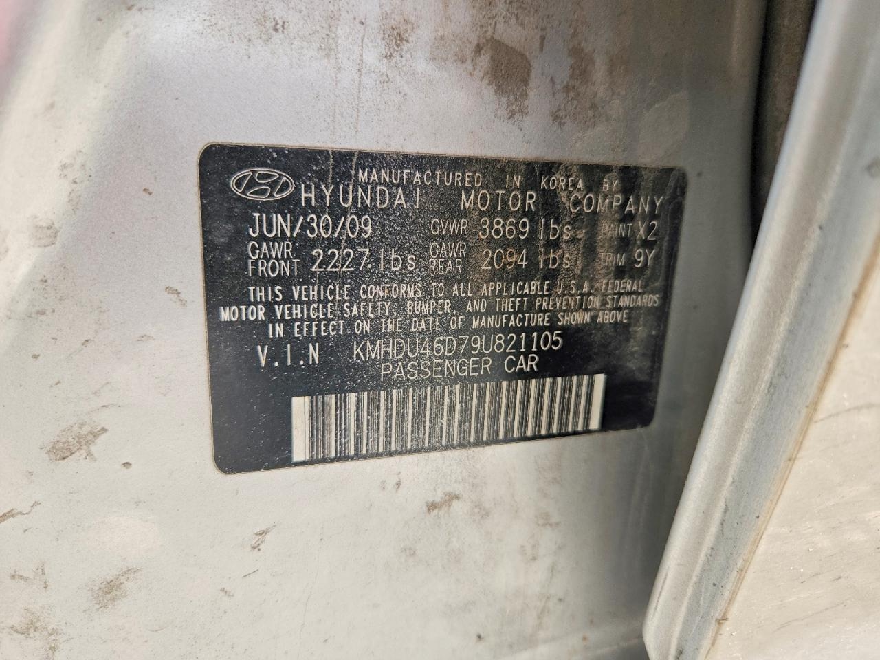 2009 Hyundai Elantra Gls Silver vin: KMHDU46D79U821105