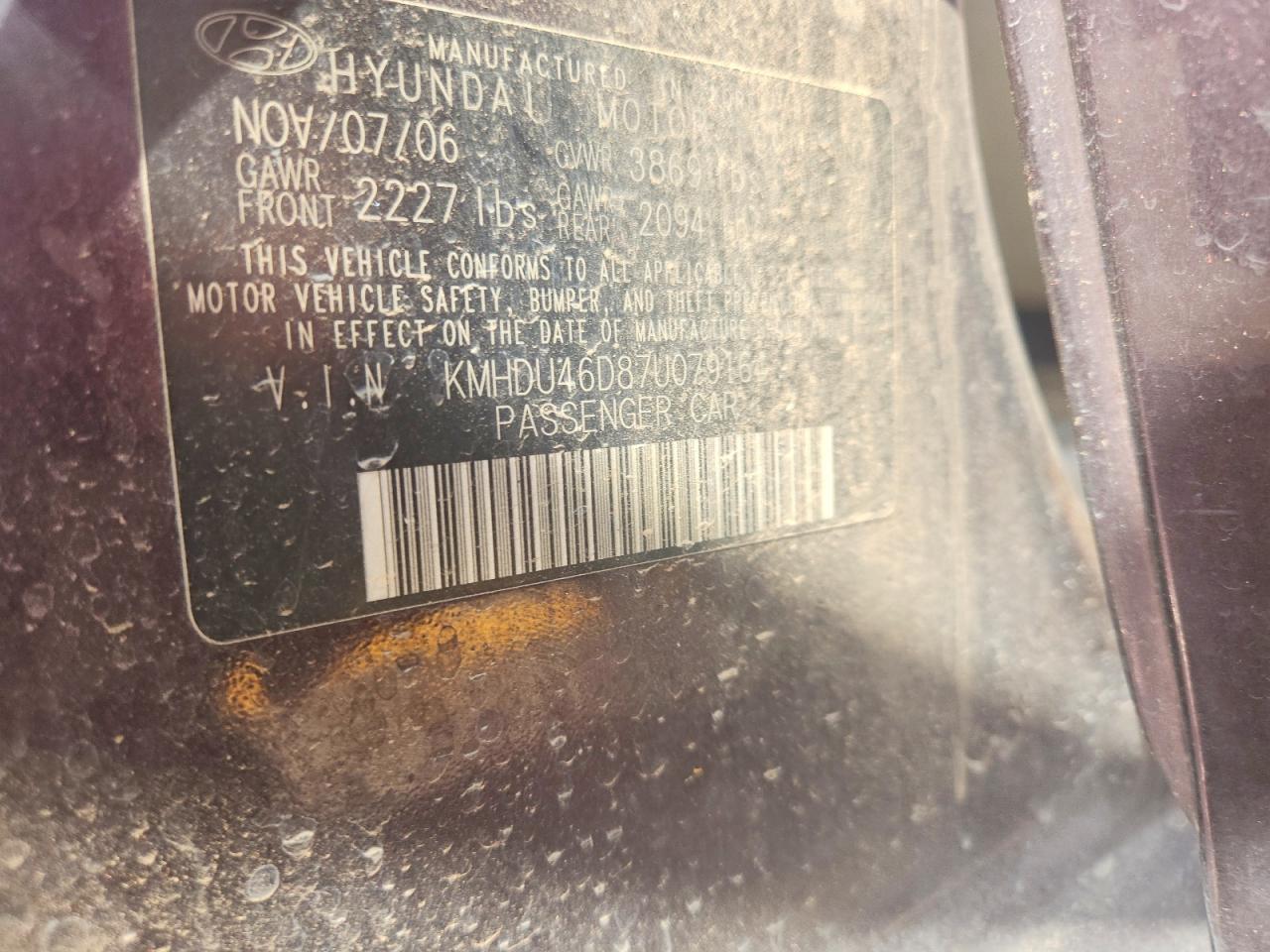 2007 Hyundai Elantra Gls Maroon vin: KMHDU46D87U079164