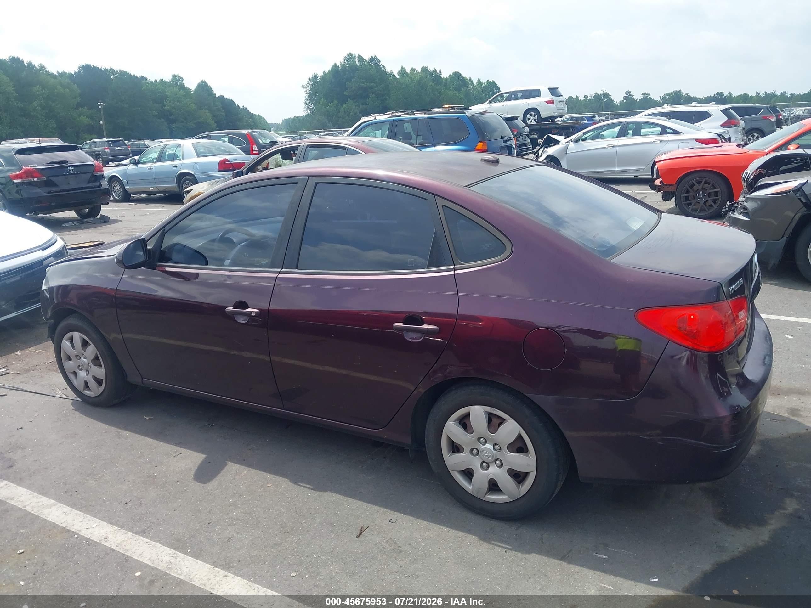 2007 Hyundai Elantra Gls/ltd/se Purple vin: KMHDU46D87U207676