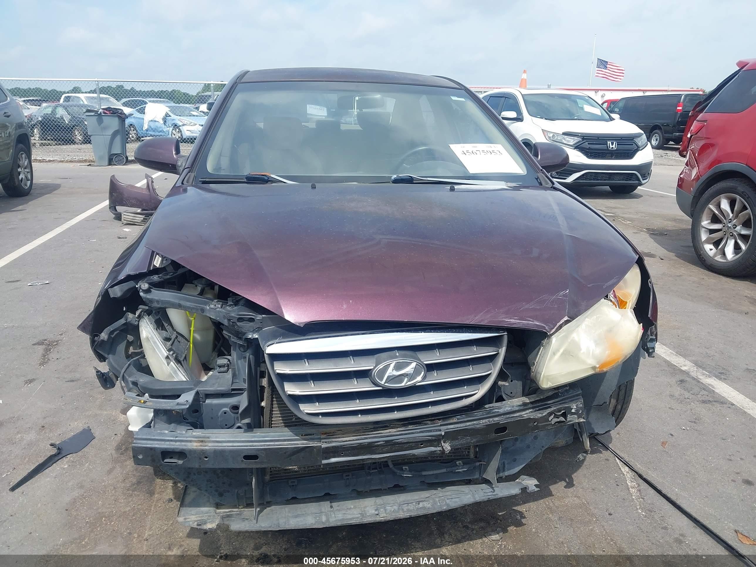 2007 Hyundai Elantra Gls/ltd/se Purple vin: KMHDU46D87U207676