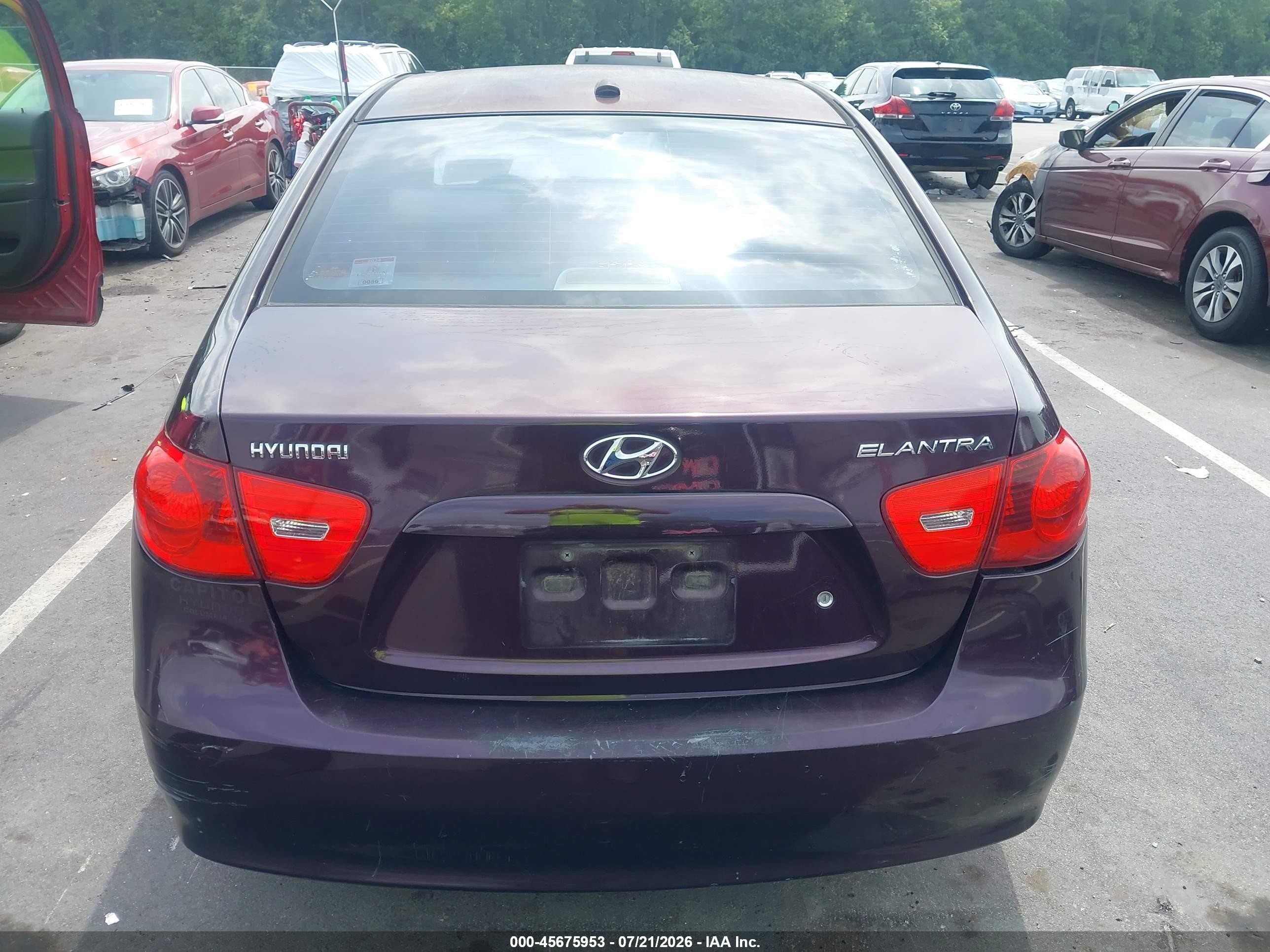 2007 Hyundai Elantra Gls/ltd/se Purple vin: KMHDU46D87U207676