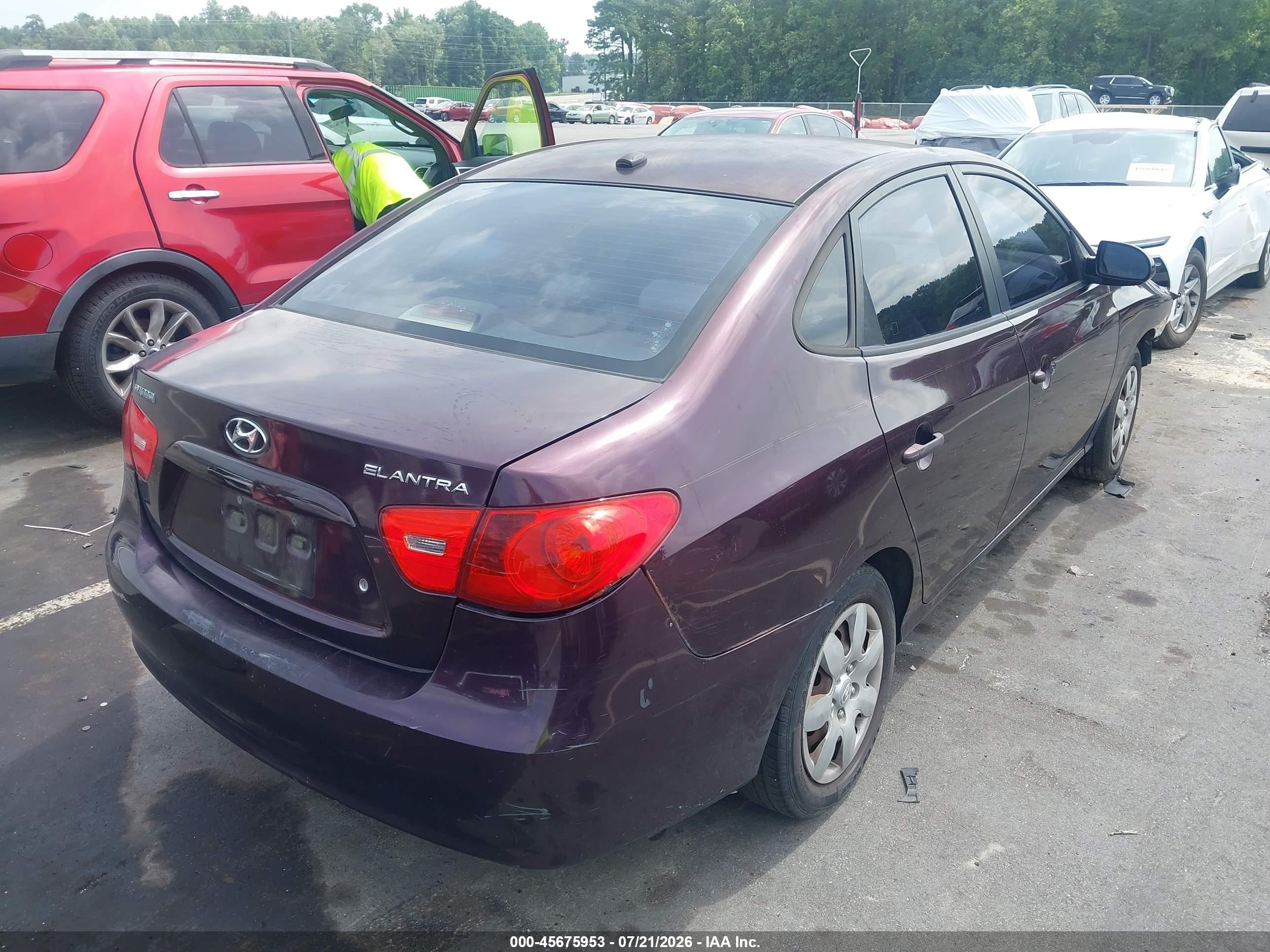 2007 Hyundai Elantra Gls/ltd/se Purple vin: KMHDU46D87U207676