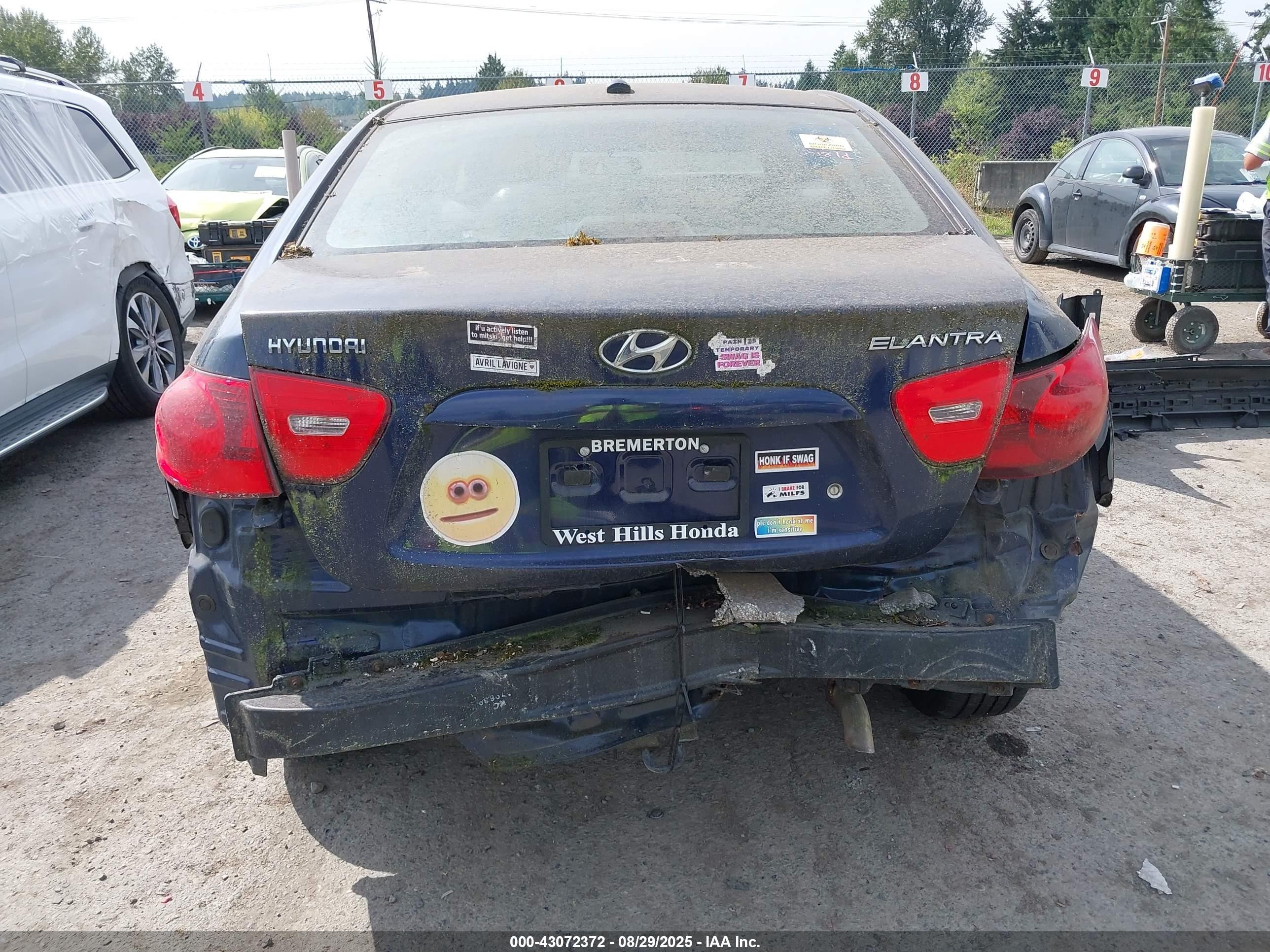 2008 Hyundai Elantra Gls/se/limited Dark Blue vin: KMHDU46D88U335823