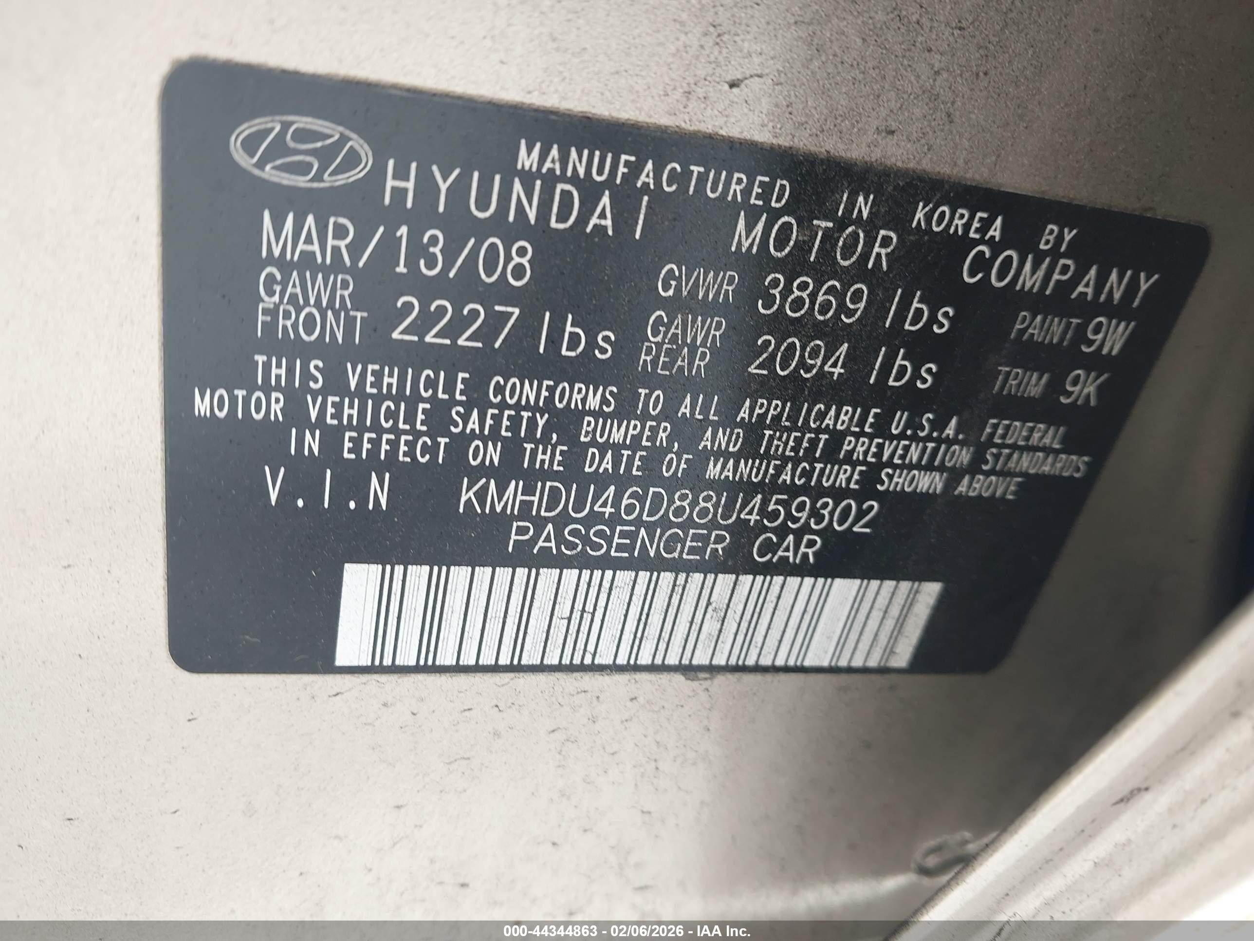 2008 Hyundai Elantra Gls/se Золотой vin: KMHDU46D88U459302