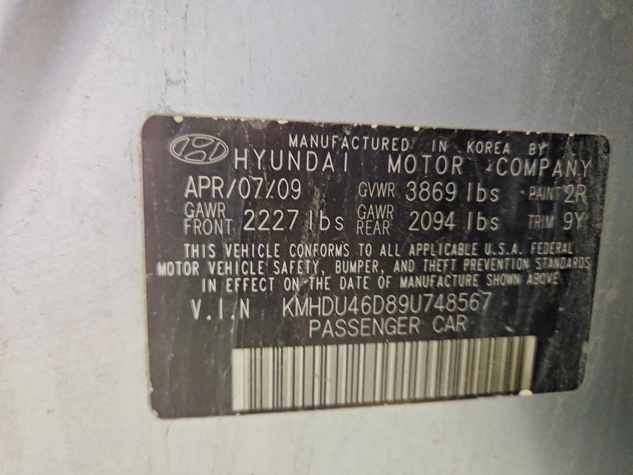 2009 Hyundai Elantra Gls Silver vin: KMHDU46D89U748567