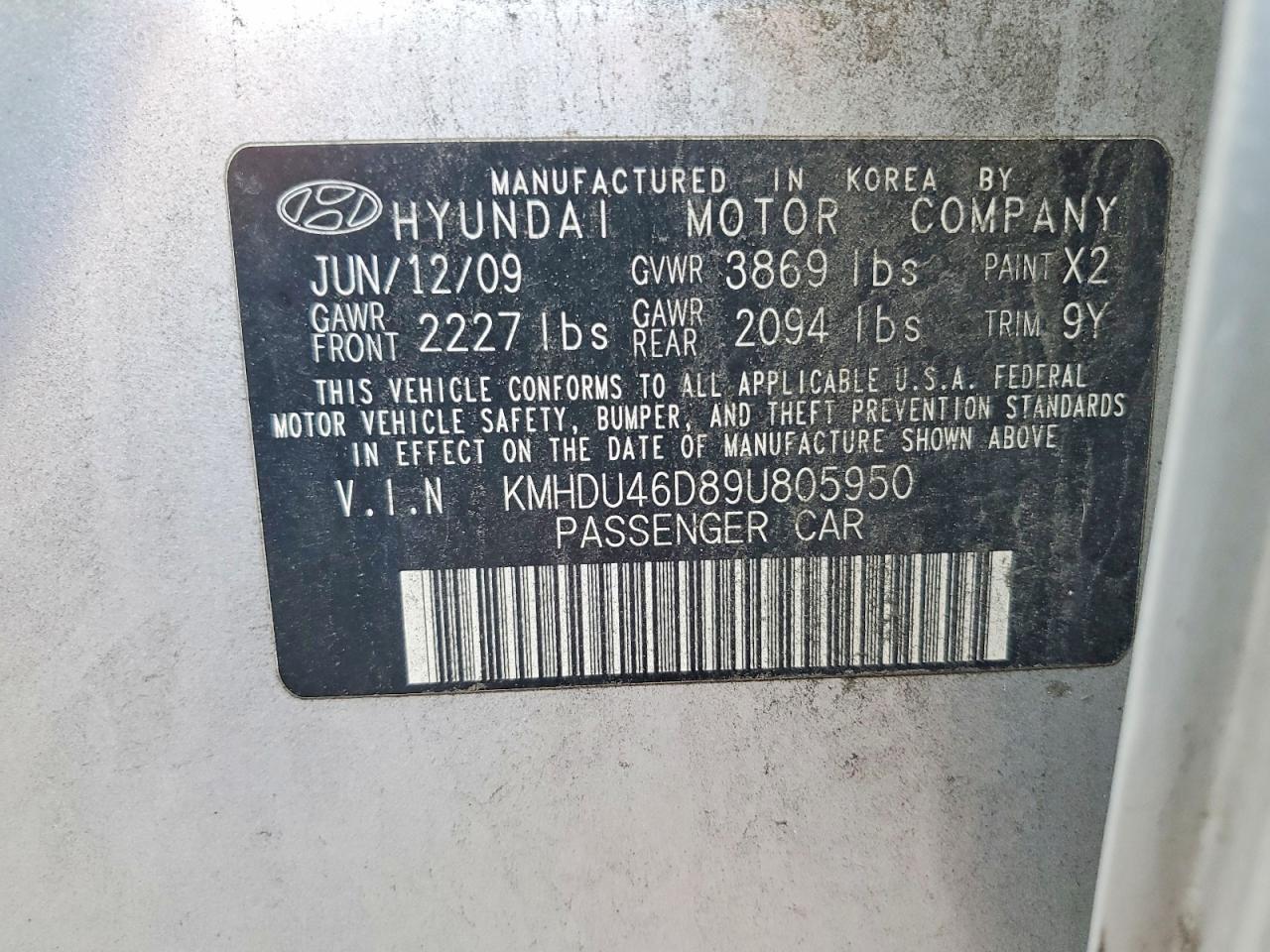 2009 Hyundai Elantra Gls Серебряный vin: KMHDU46D89U805950
