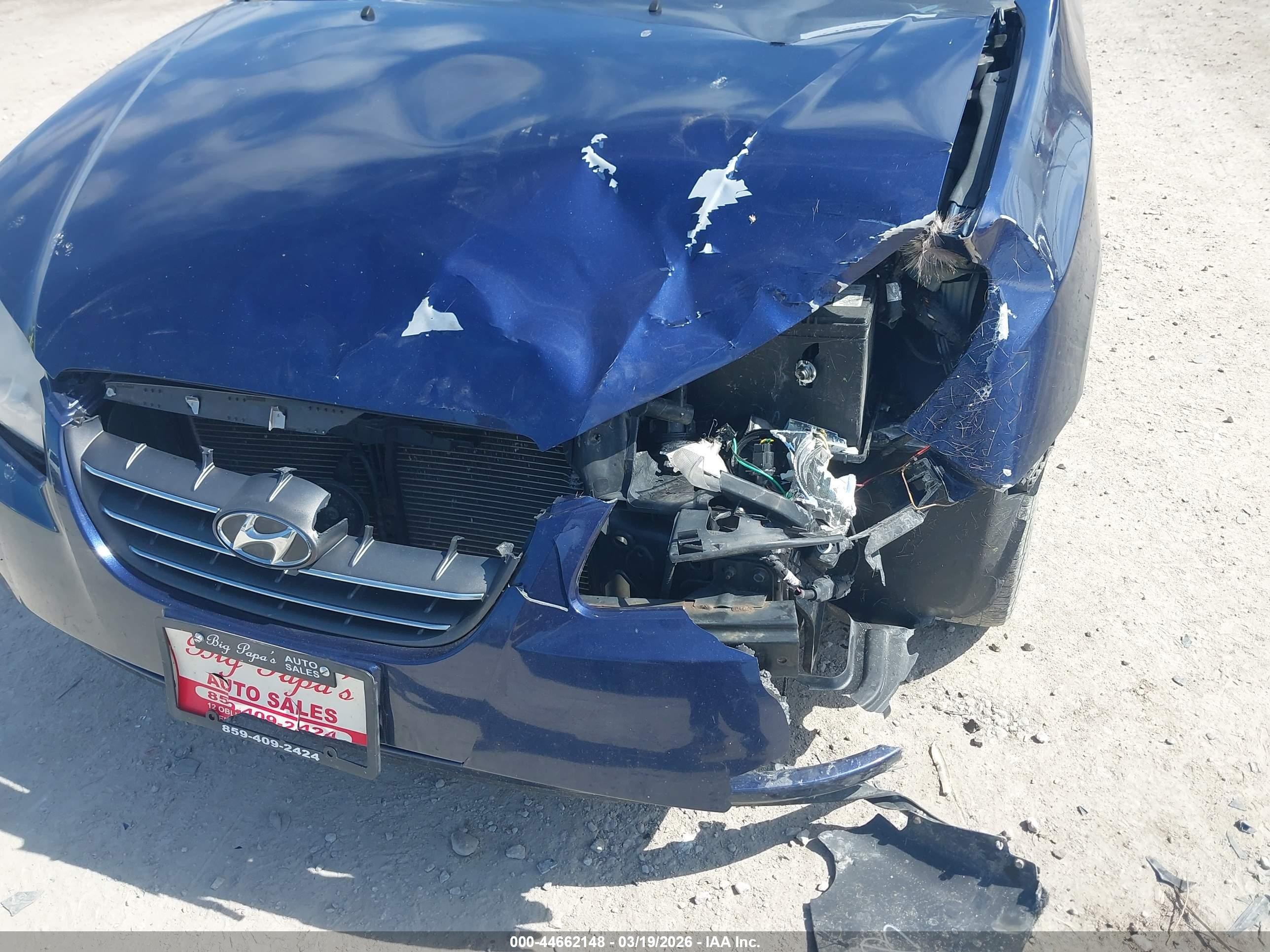 2007 Hyundai Elantra Gls/limited/se Blue vin: KMHDU46D97U130753