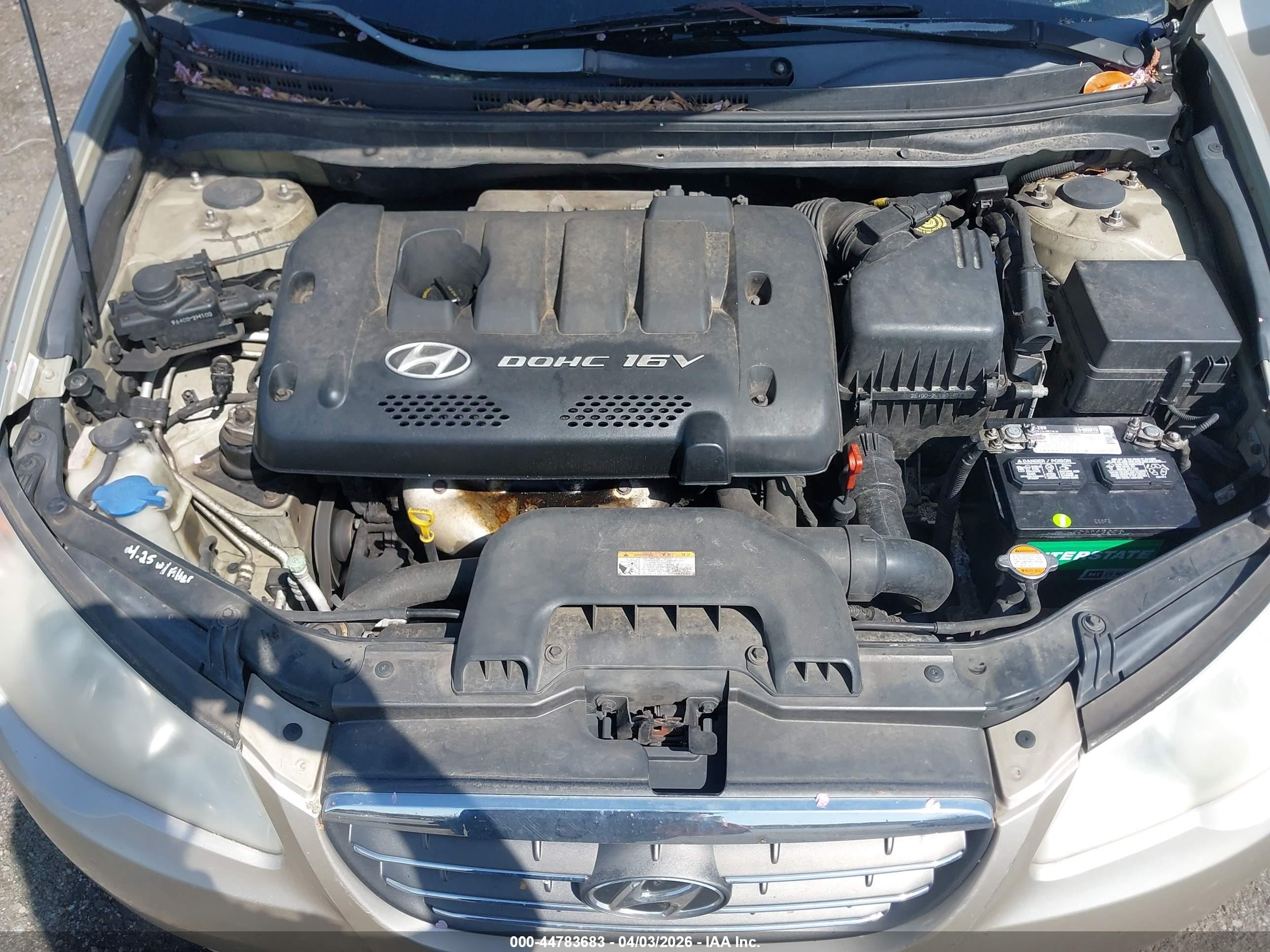 2007 Hyundai Elantra Gls/se/limited Gold vin: KMHDU46D97U164398