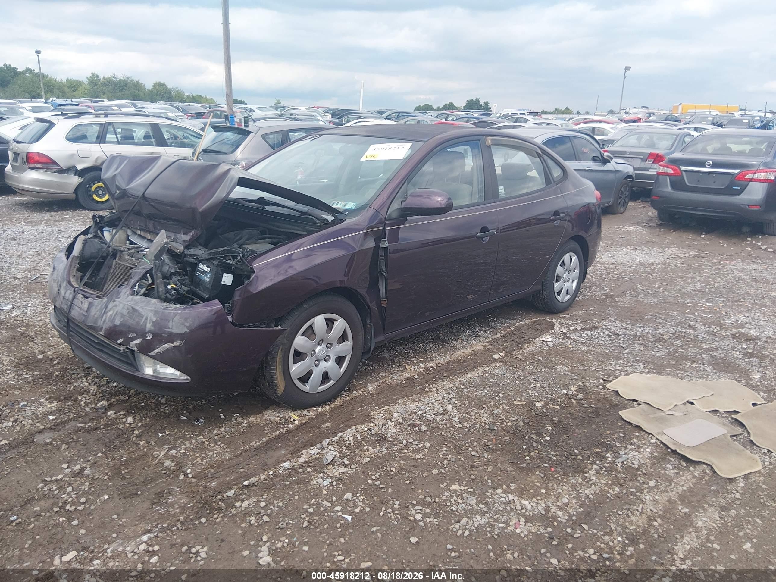 2008 Hyundai Elantra Gls/se Purple vin: KMHDU46D98U286289