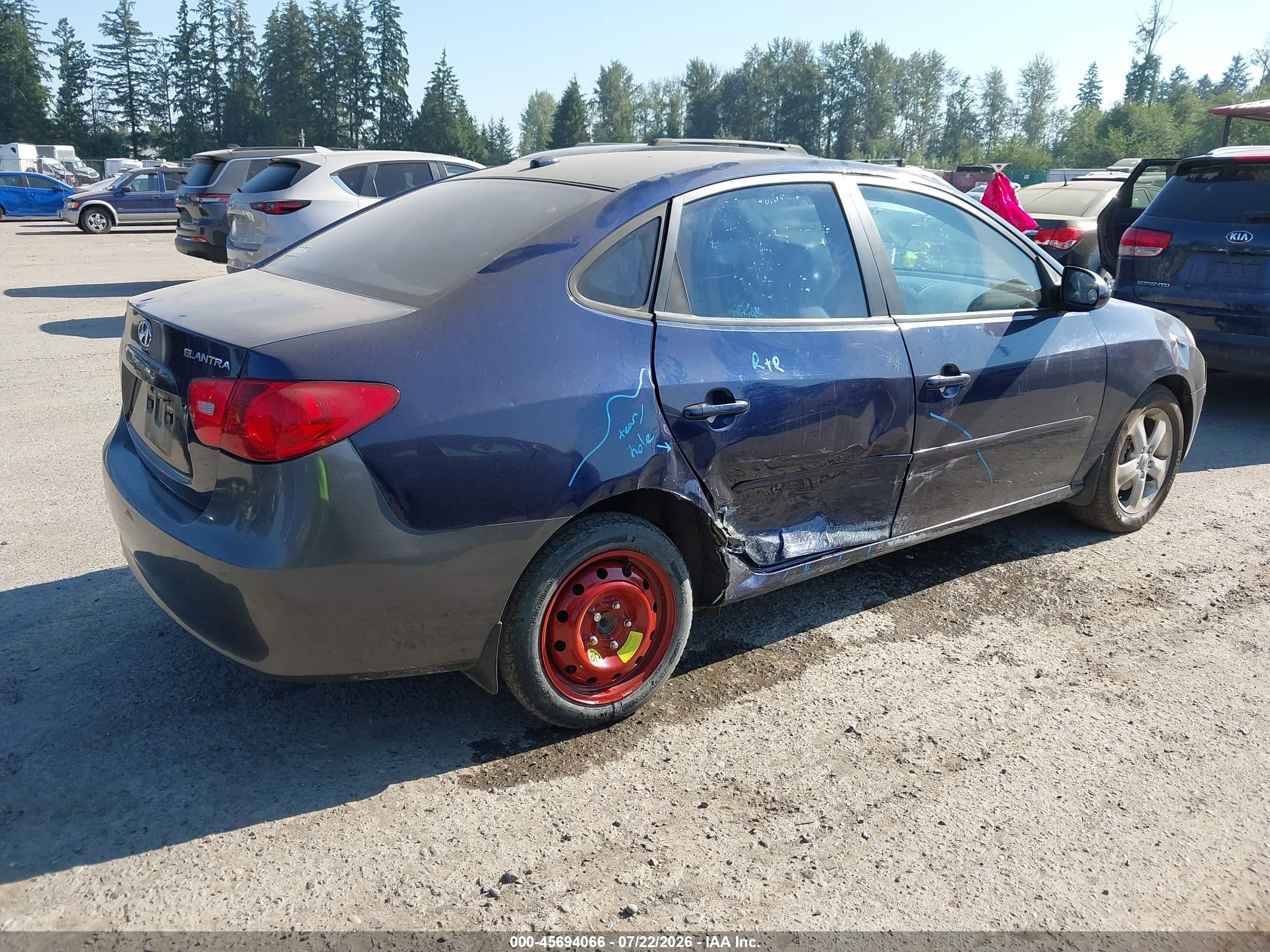 2008 Hyundai Elantra Gls/se Dark Blue vin: KMHDU46D98U464914