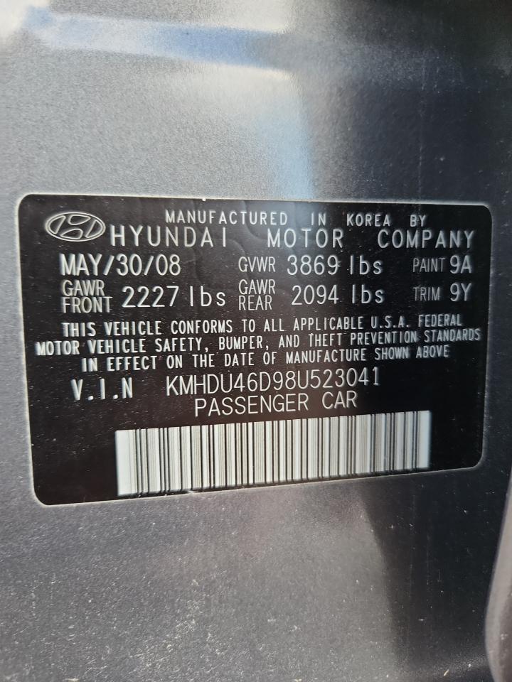 2008 Hyundai Elantra Gls/se/limited Gray vin: KMHDU46D98U523041
