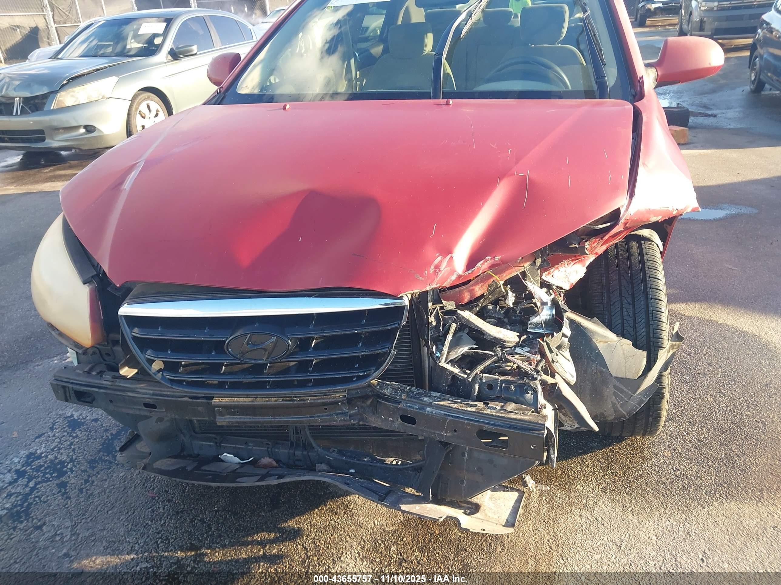 2007 Hyundai Elantra Gls/limited/se Red vin: KMHDU46DX7U090828