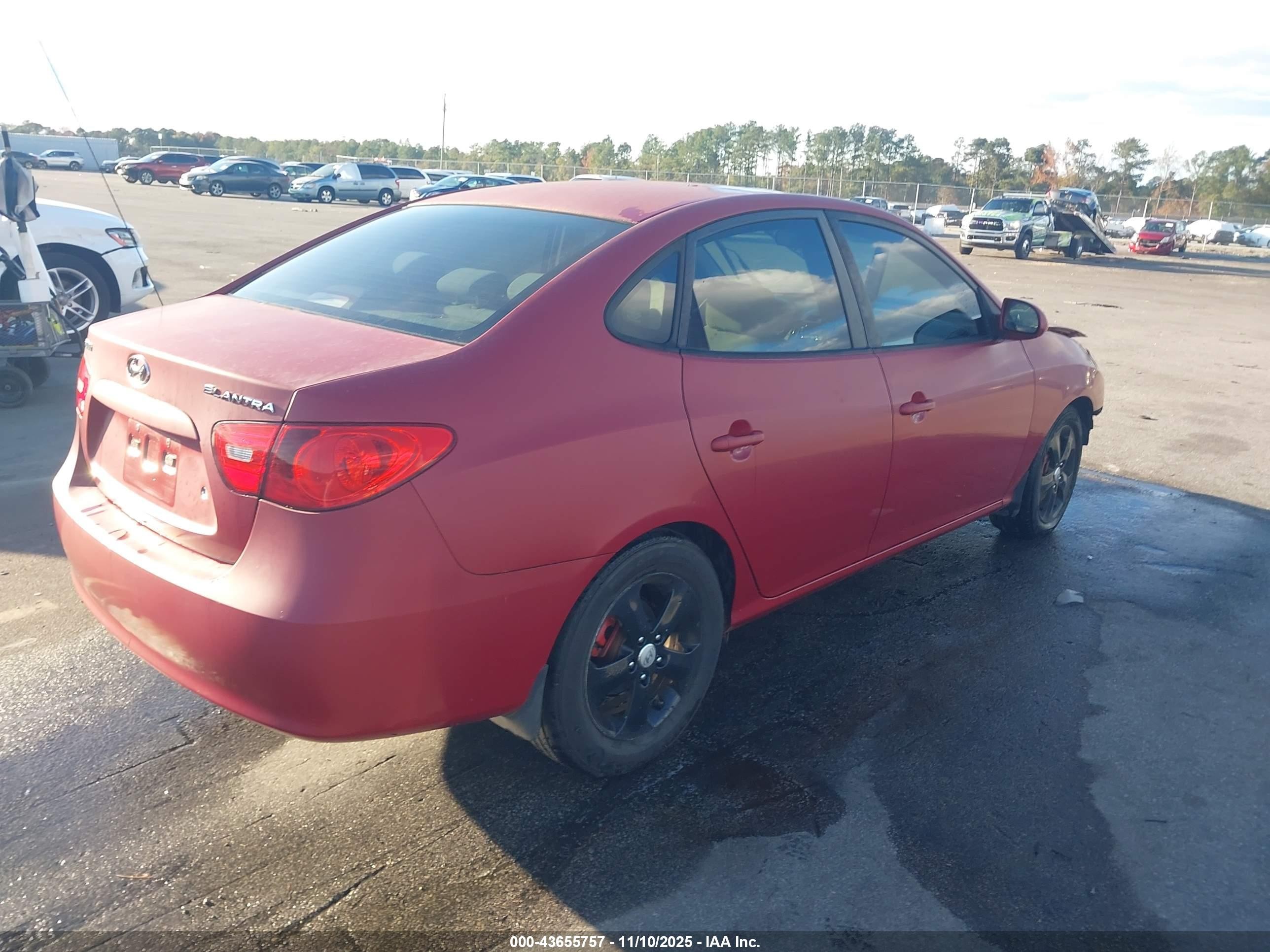 2007 Hyundai Elantra Gls/limited/se Red vin: KMHDU46DX7U090828