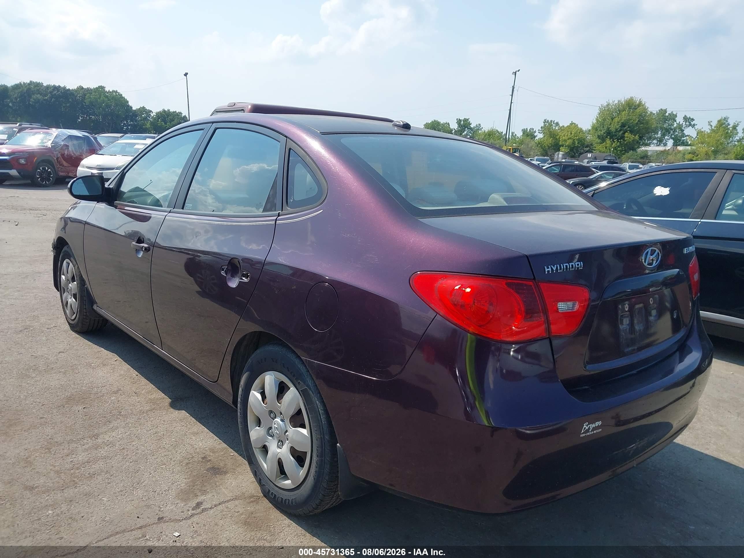 2008 Hyundai Elantra Gls/se Purple vin: KMHDU46DX8U459205
