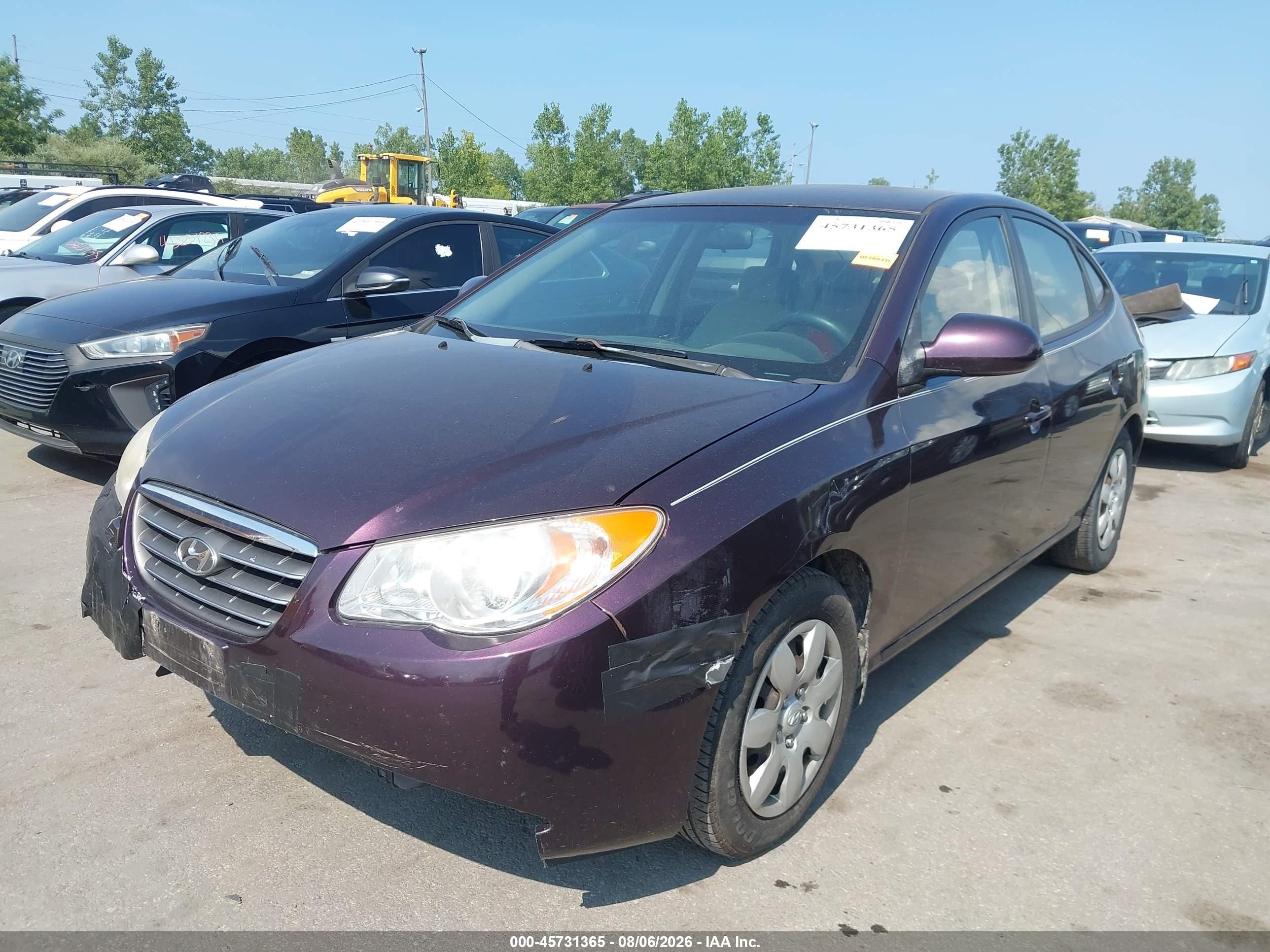 2008 Hyundai Elantra Gls/se Purple vin: KMHDU46DX8U459205
