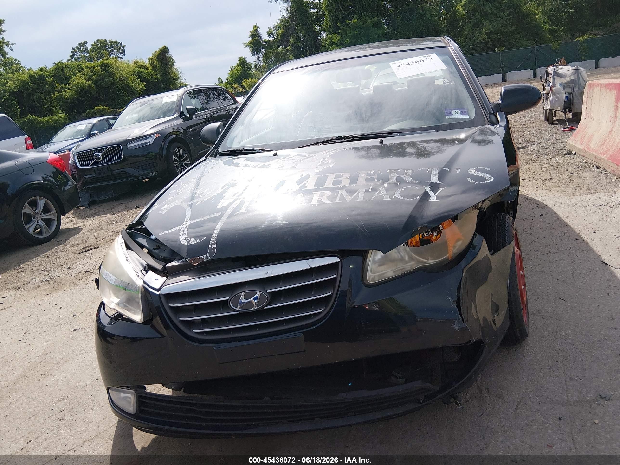 2008 Hyundai Elantra Gls/se Black vin: KMHDU46DX8U488381