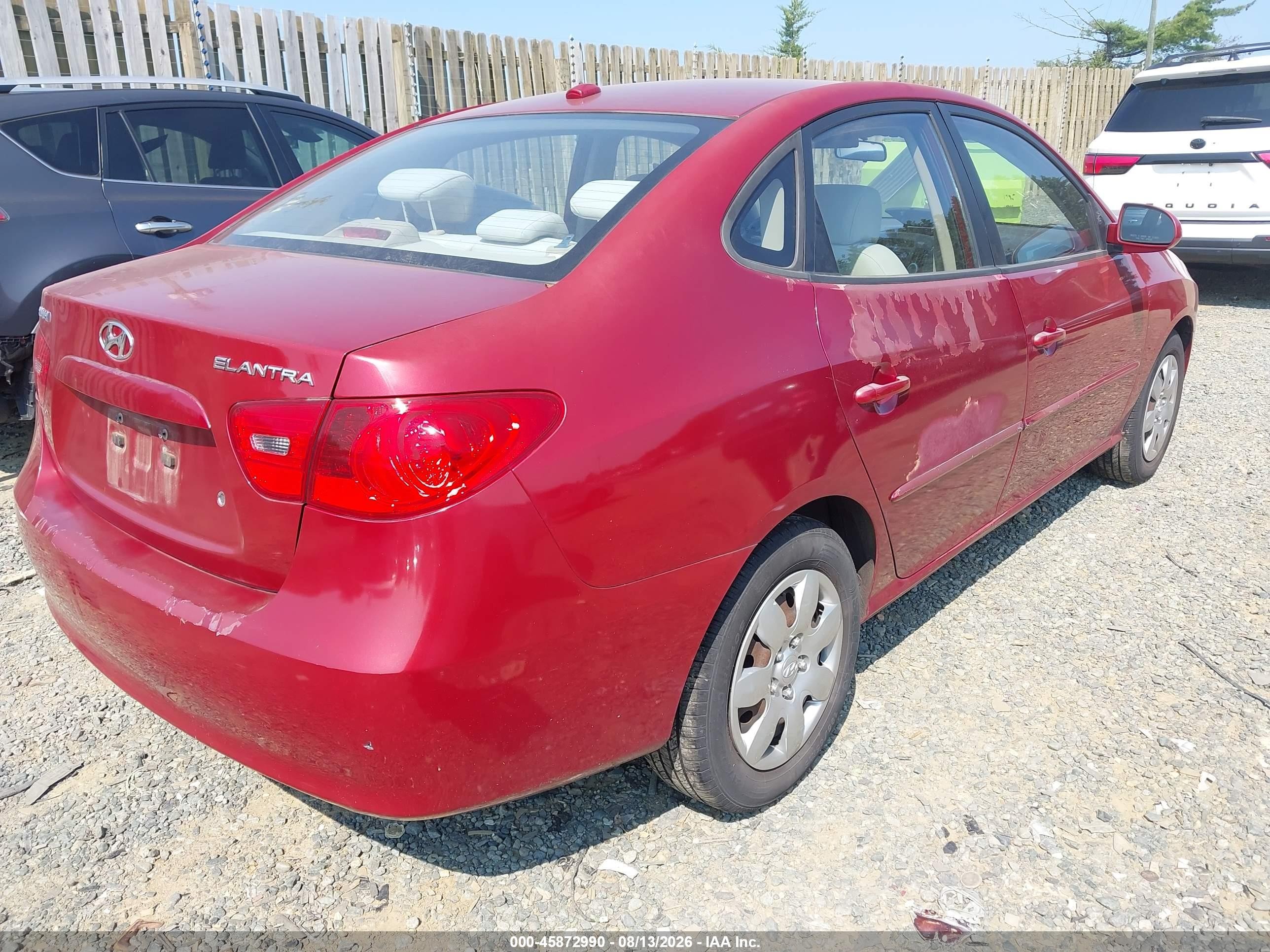 2008 Hyundai Elantra Gls/se Burgundy vin: KMHDU46DX8U516003