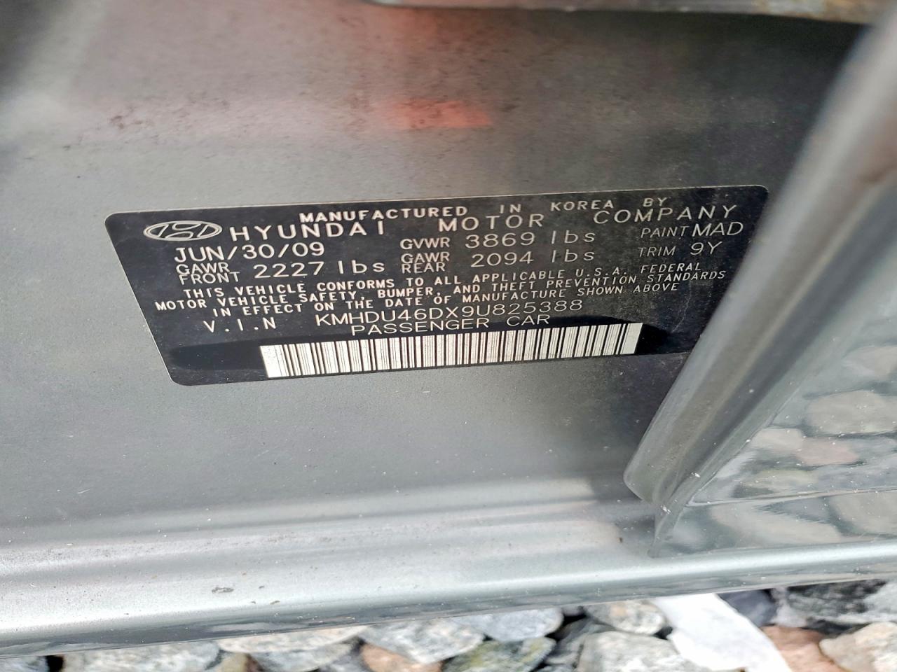 2009 Hyundai Elantra Gls Gray vin: KMHDU46DX9U825388