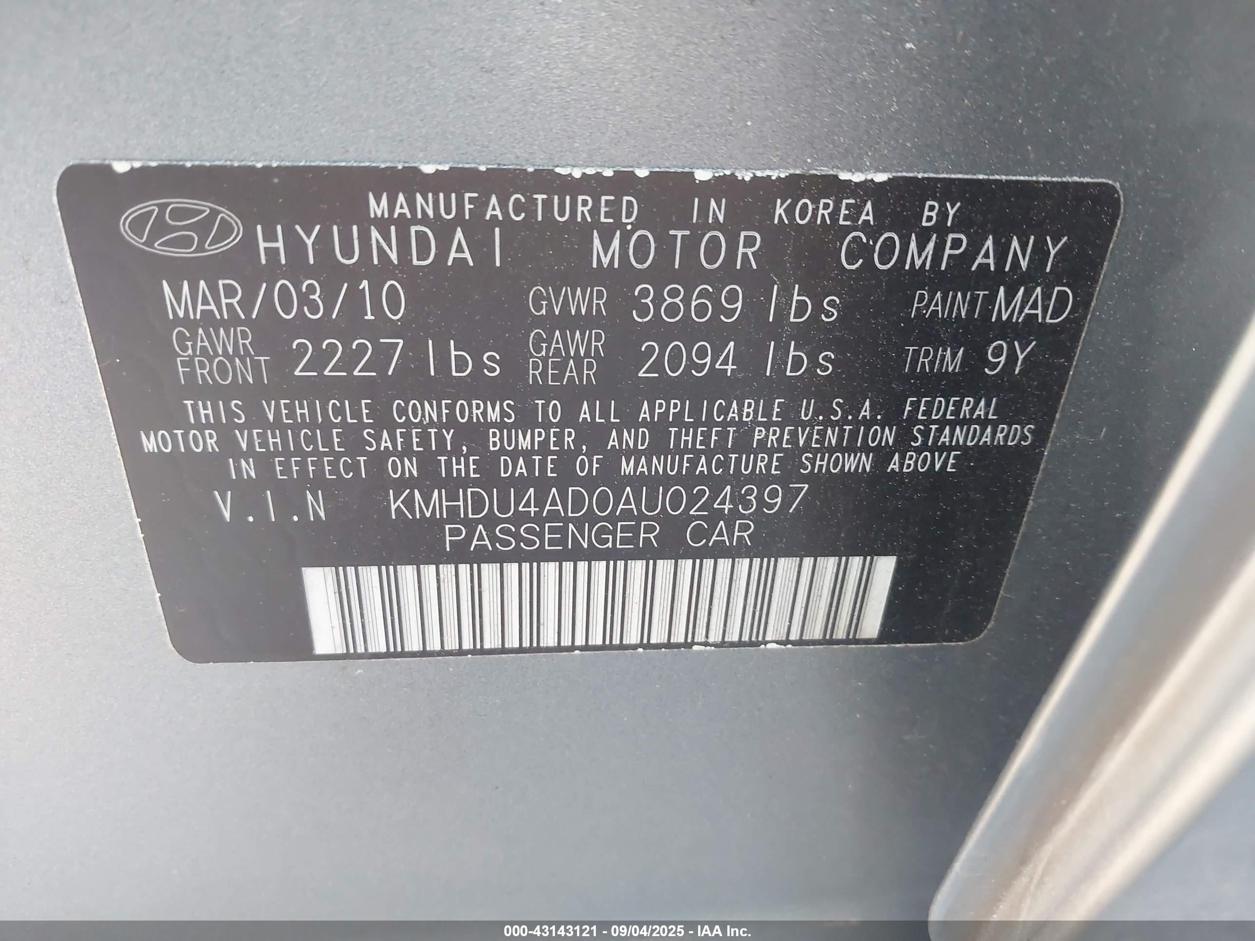 2010 Hyundai Elantra Gls Silver vin: KMHDU4AD0AU024397