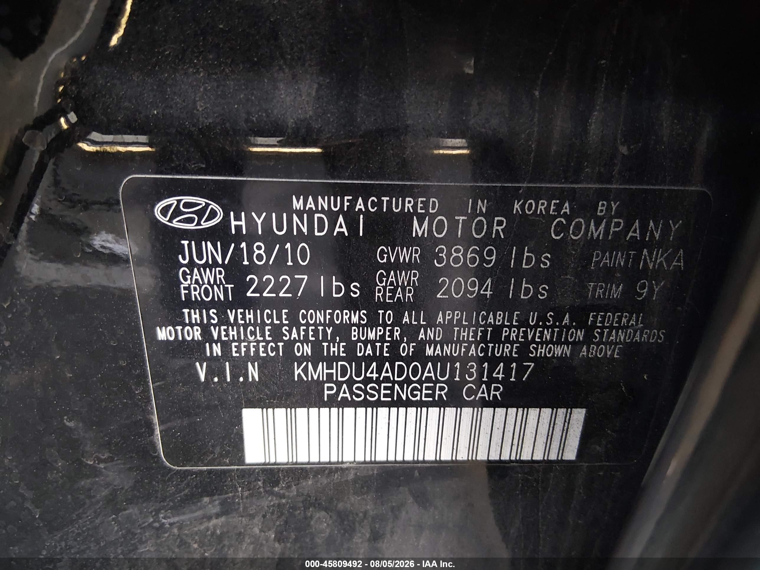 2010 Hyundai Elantra Gls Black vin: KMHDU4AD0AU131417