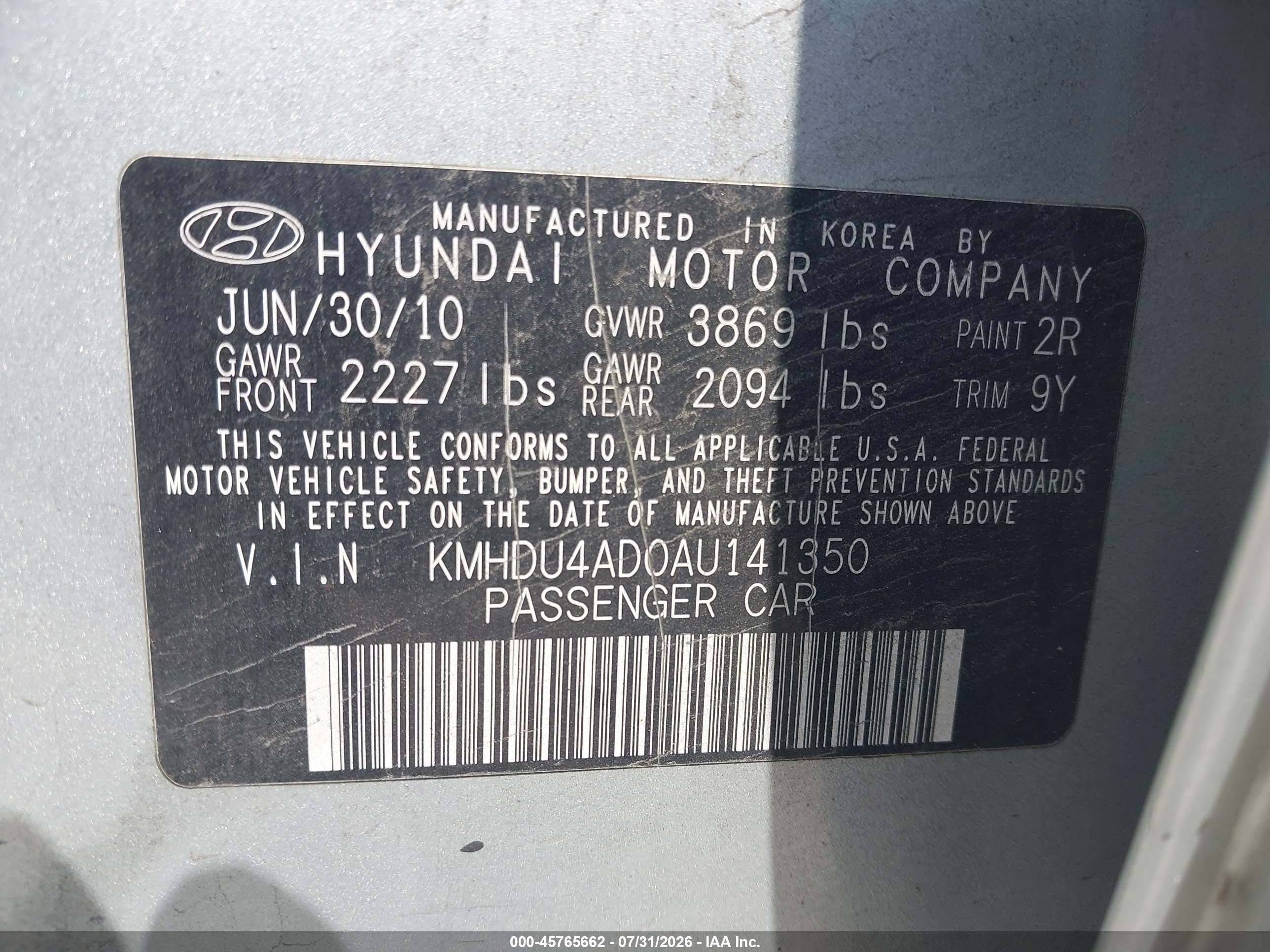 2010 Hyundai Elantra Gls Серебряный vin: KMHDU4AD0AU141350