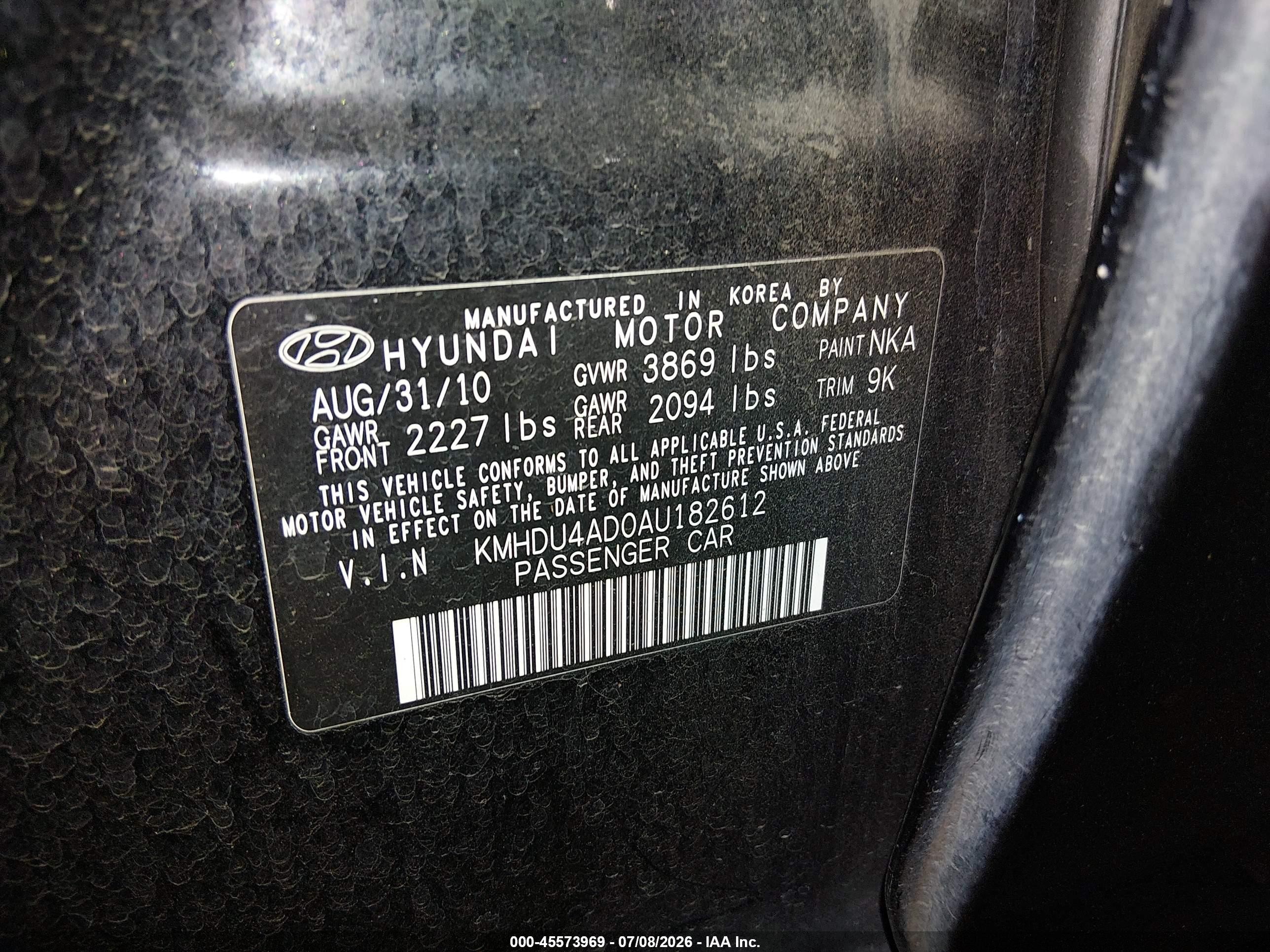 2010 Hyundai Elantra Gls Black vin: KMHDU4AD0AU182612