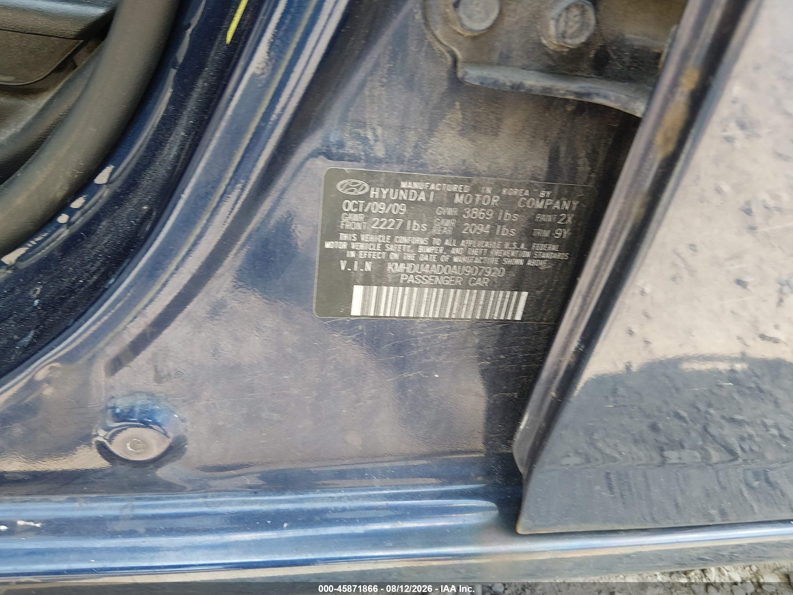 2010 Hyundai Elantra Gls Dark Blue vin: KMHDU4AD0AU907920