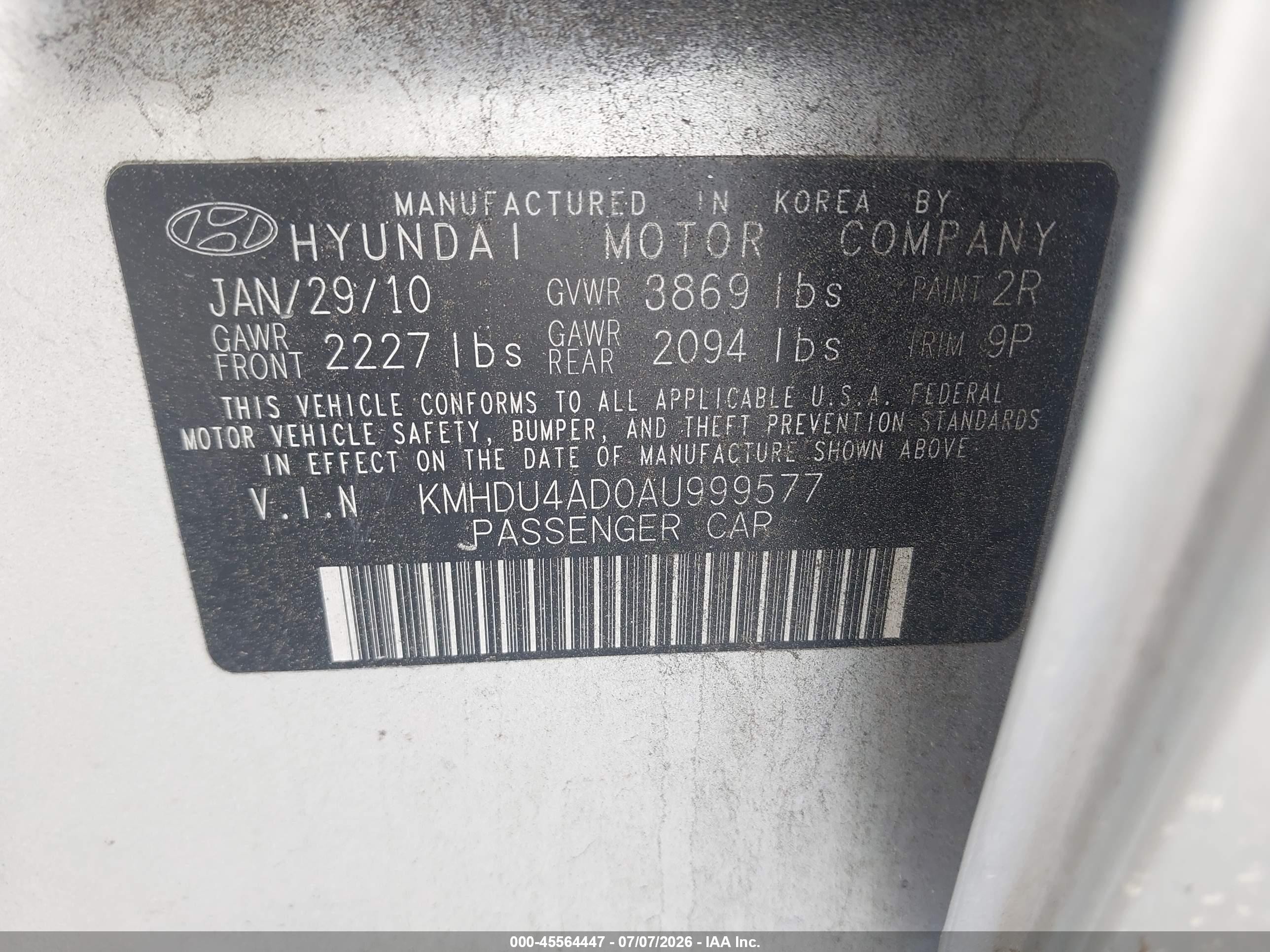2010 Hyundai Elantra Se Silver vin: KMHDU4AD0AU999577
