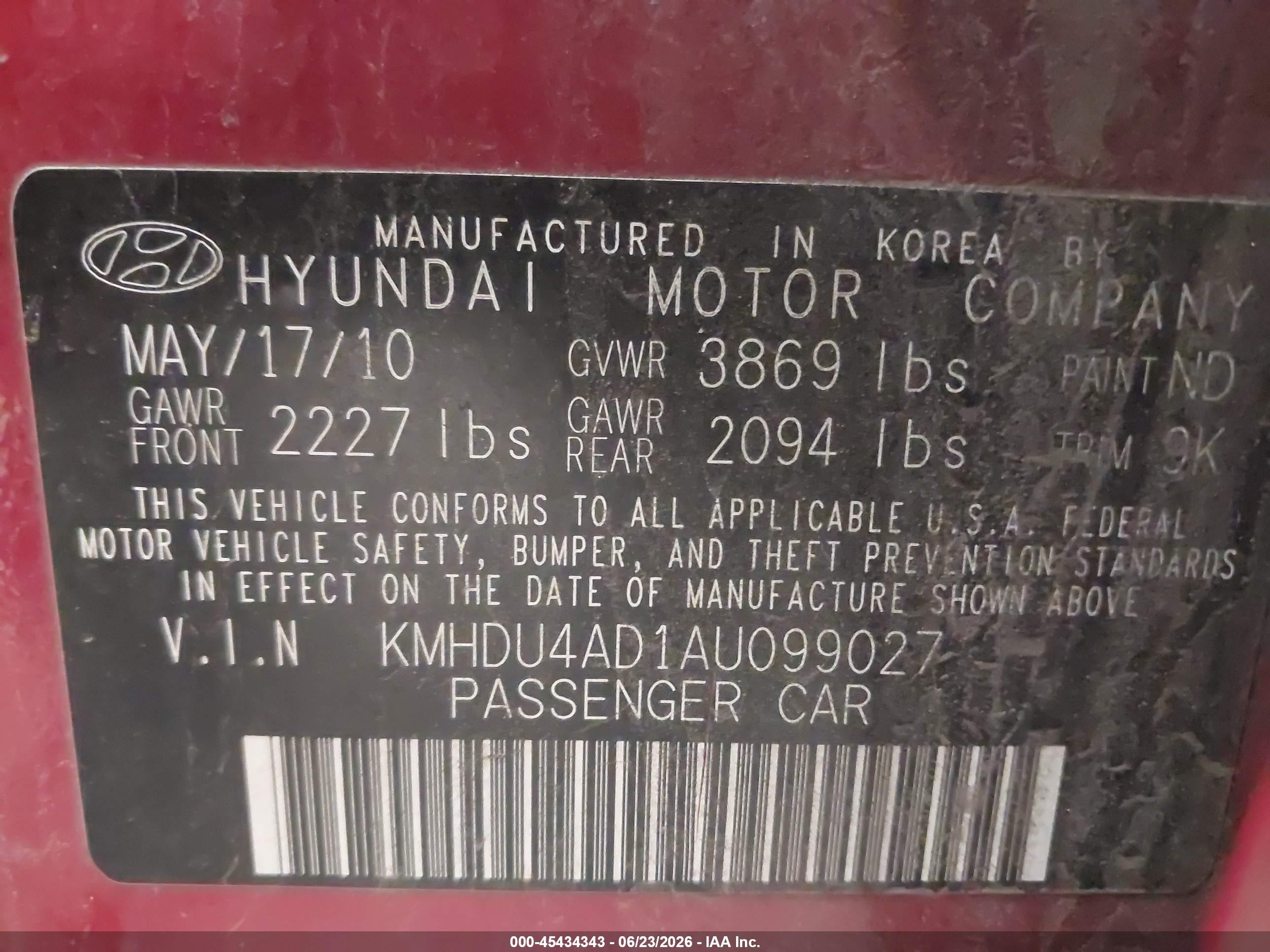 2010 Hyundai Elantra Gls Red vin: KMHDU4AD1AU099027