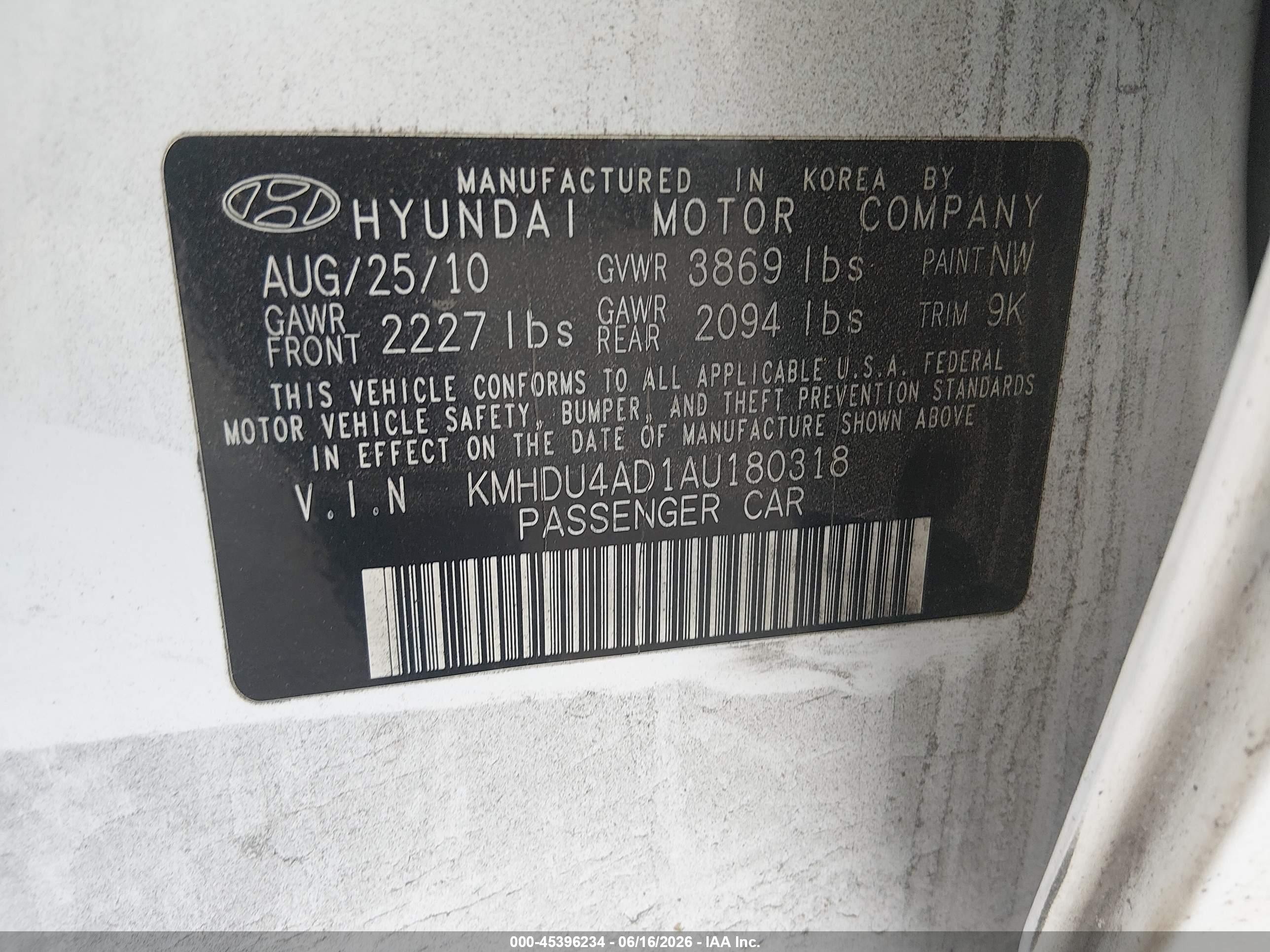 2010 Hyundai Elantra Gls White vin: KMHDU4AD1AU180318