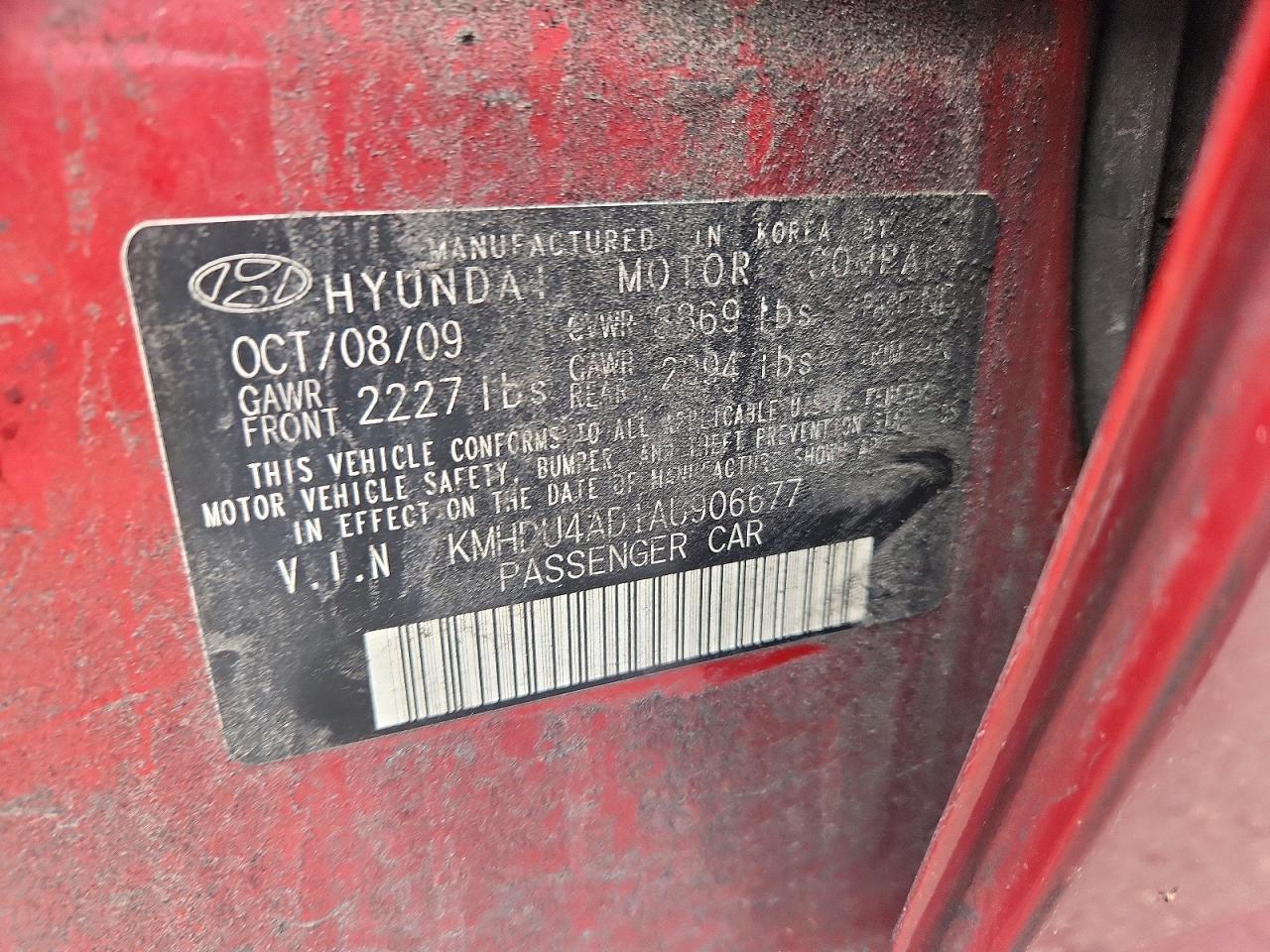 2010 Hyundai Elantra Gls Red vin: KMHDU4AD1AU906677