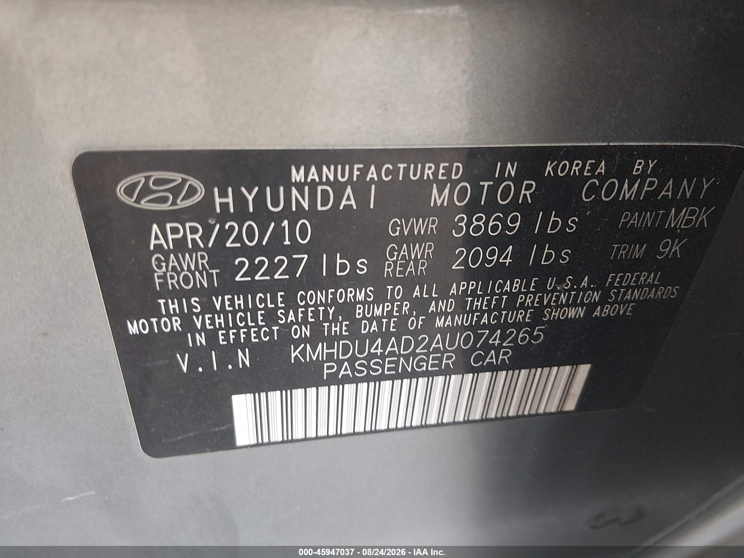 2010 Hyundai Elantra Gls Red vin: KMHDU4AD2AU074265