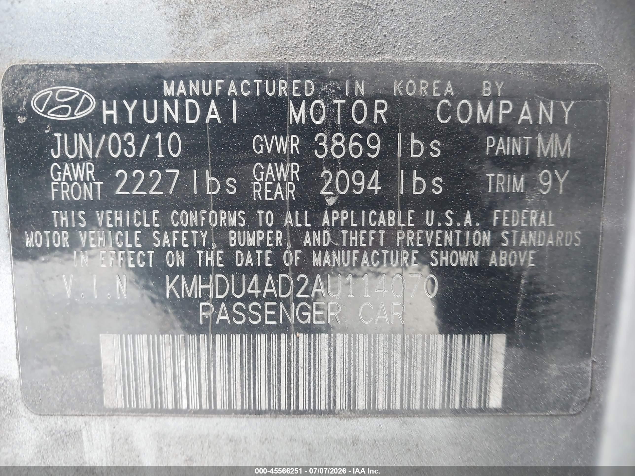 2010 Hyundai Elantra Gls Gray vin: KMHDU4AD2AU114070