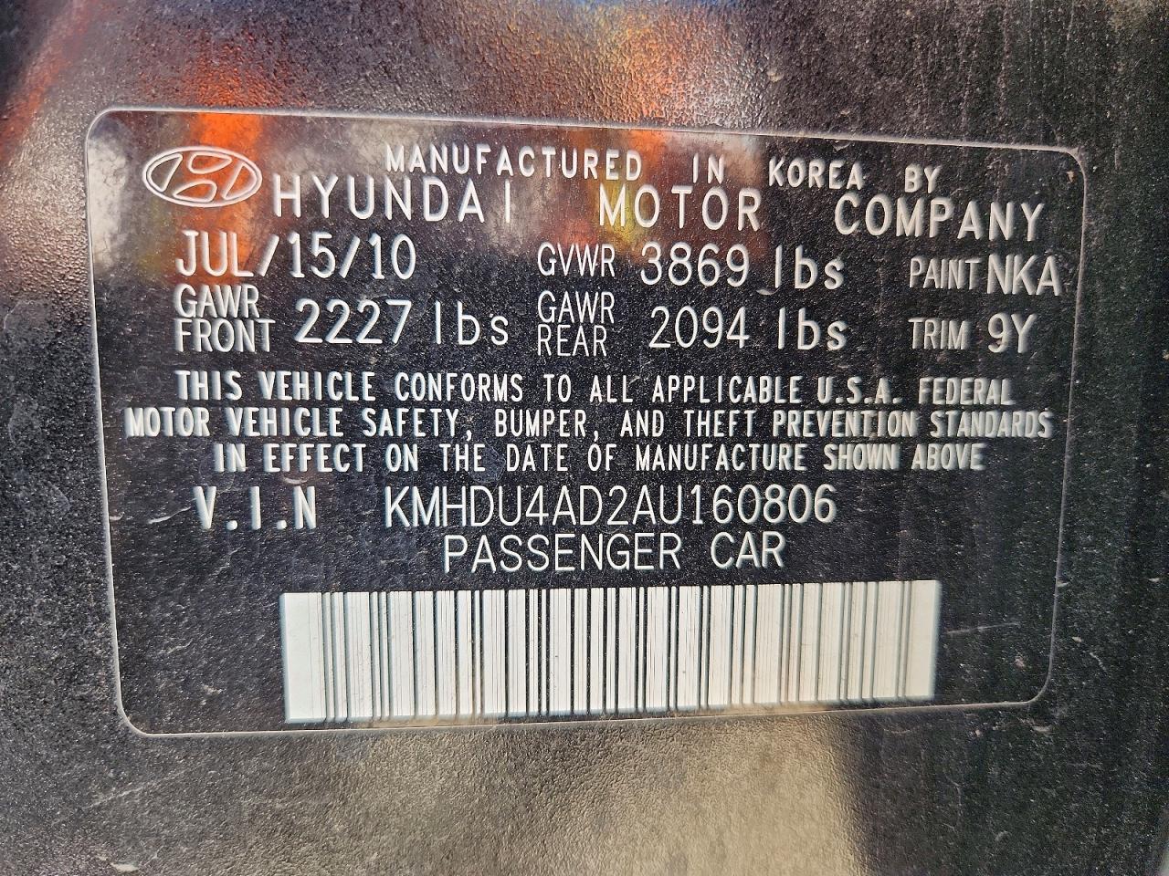 2010 Hyundai Elantra Gls Black vin: KMHDU4AD2AU160806