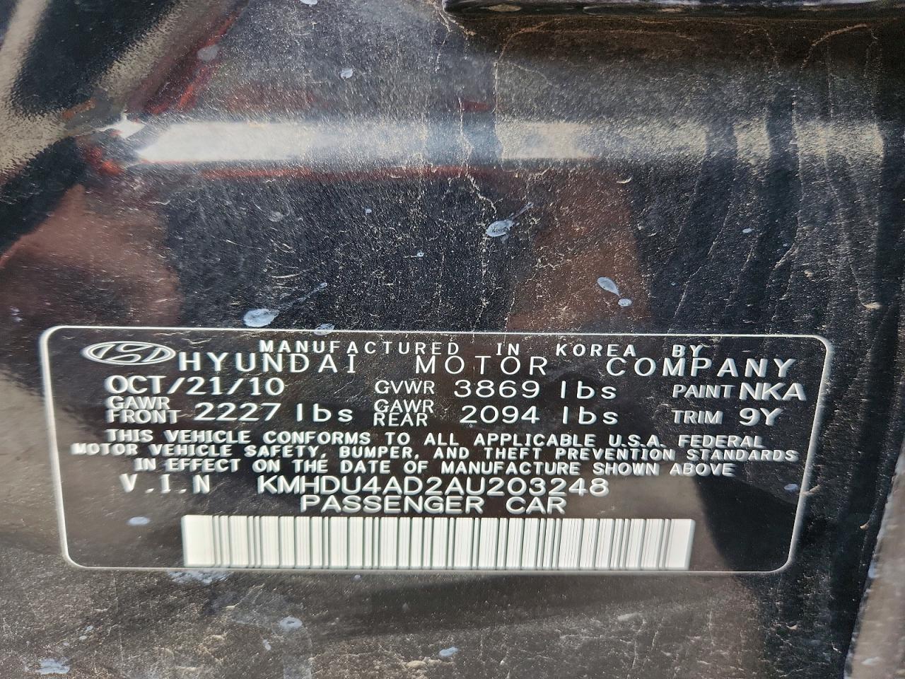 2010 Hyundai Elantra Blue Черный vin: KMHDU4AD2AU203248