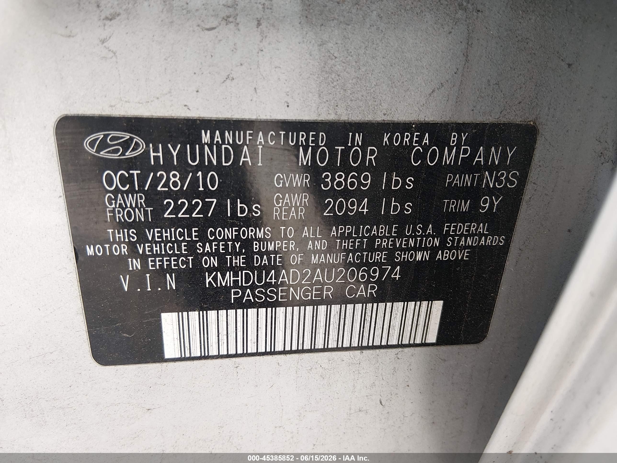 2010 Hyundai Elantra Gls Серебряный vin: KMHDU4AD2AU206974