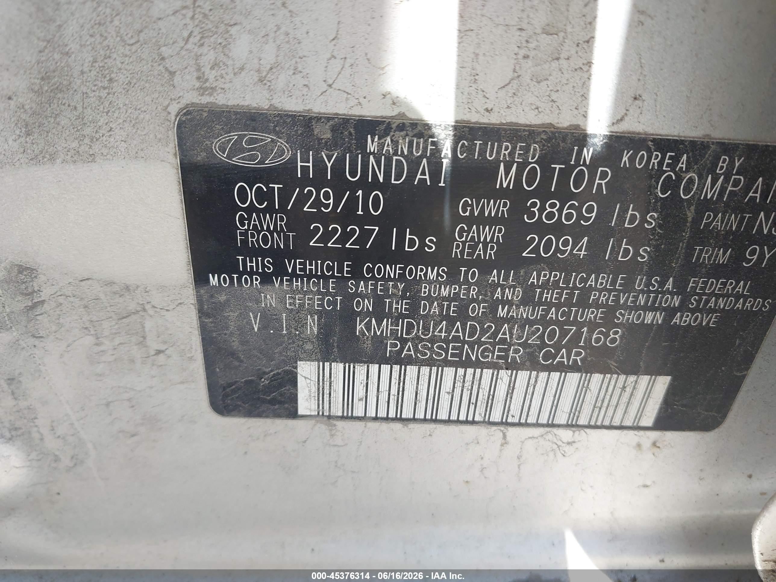 2010 Hyundai Elantra Se Silver vin: KMHDU4AD2AU207168
