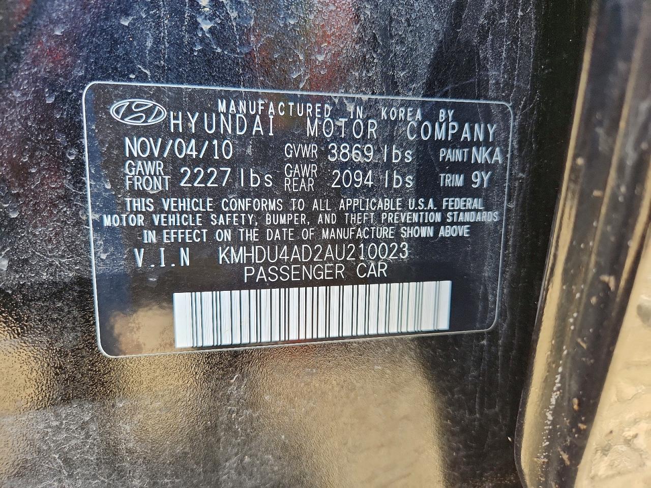 2010 Hyundai Elantra Gls Black vin: KMHDU4AD2AU210023