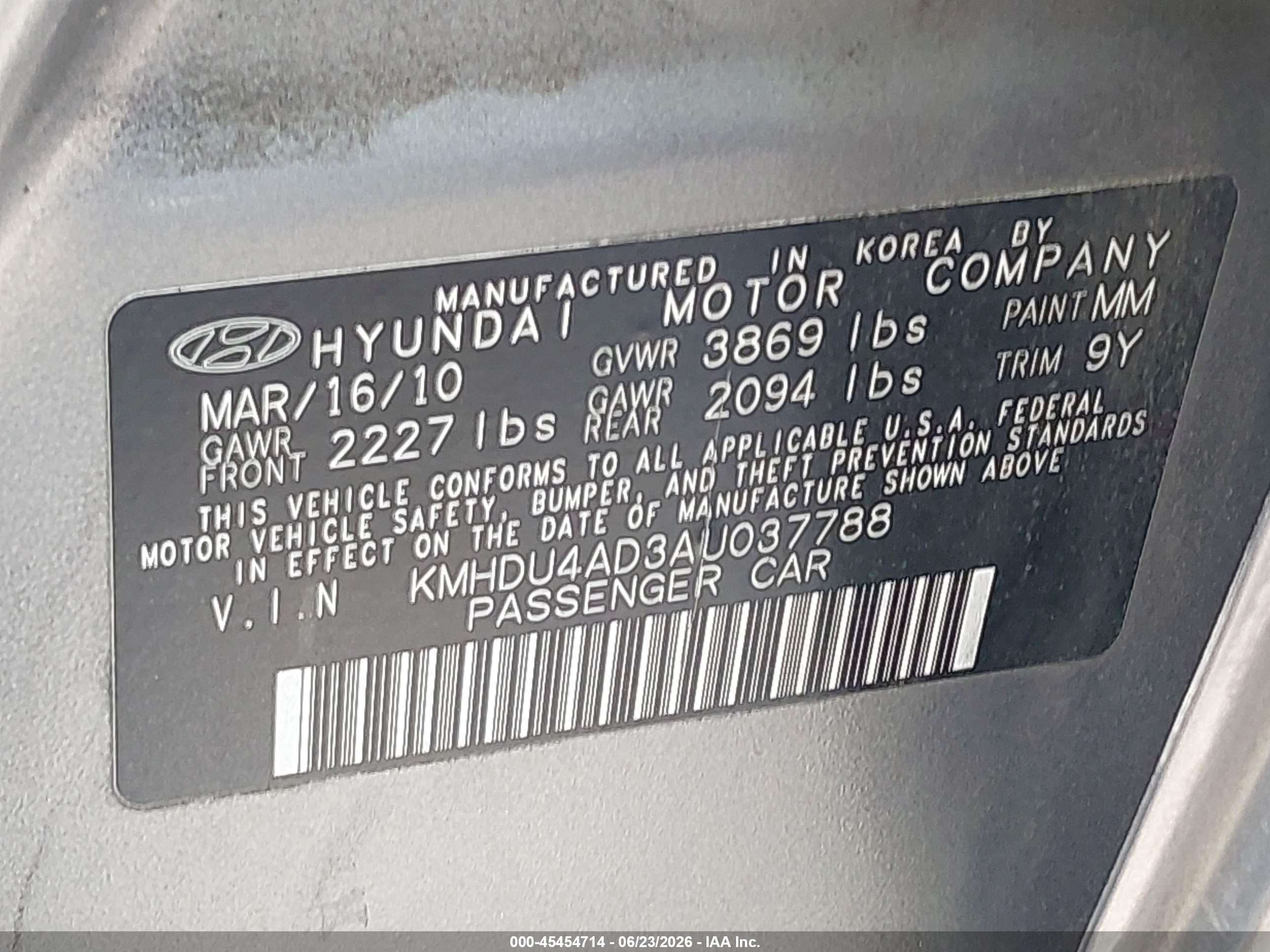 2010 Hyundai Elantra Gls Gray vin: KMHDU4AD3AU037788