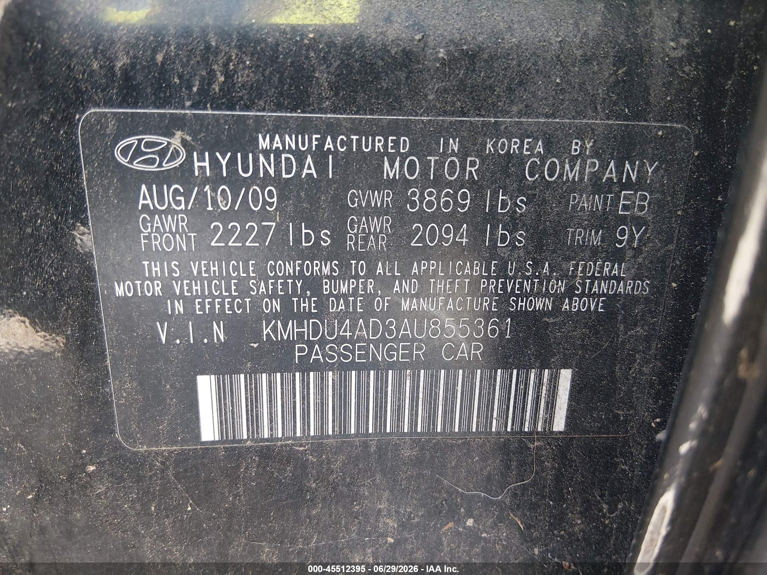 2010 Hyundai Elantra Gls Черный vin: KMHDU4AD3AU855361
