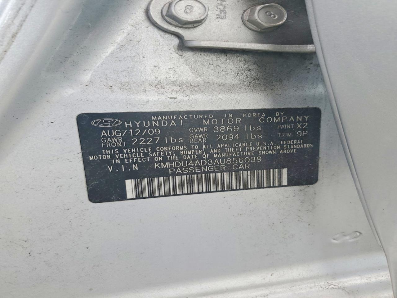 2010 Hyundai Elantra Se Silver vin: KMHDU4AD3AU856039