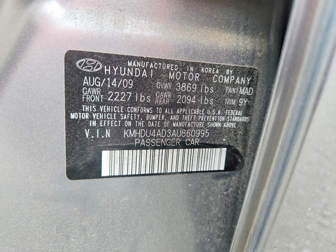 2010 Hyundai Elantra Gls Gray vin: KMHDU4AD3AU860995
