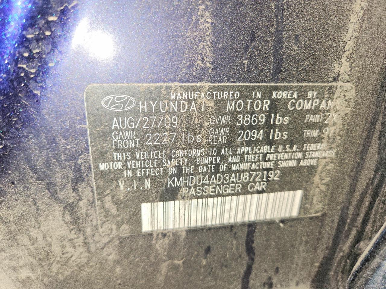 2010 Hyundai Elantra Gls Blue vin: KMHDU4AD3AU872192