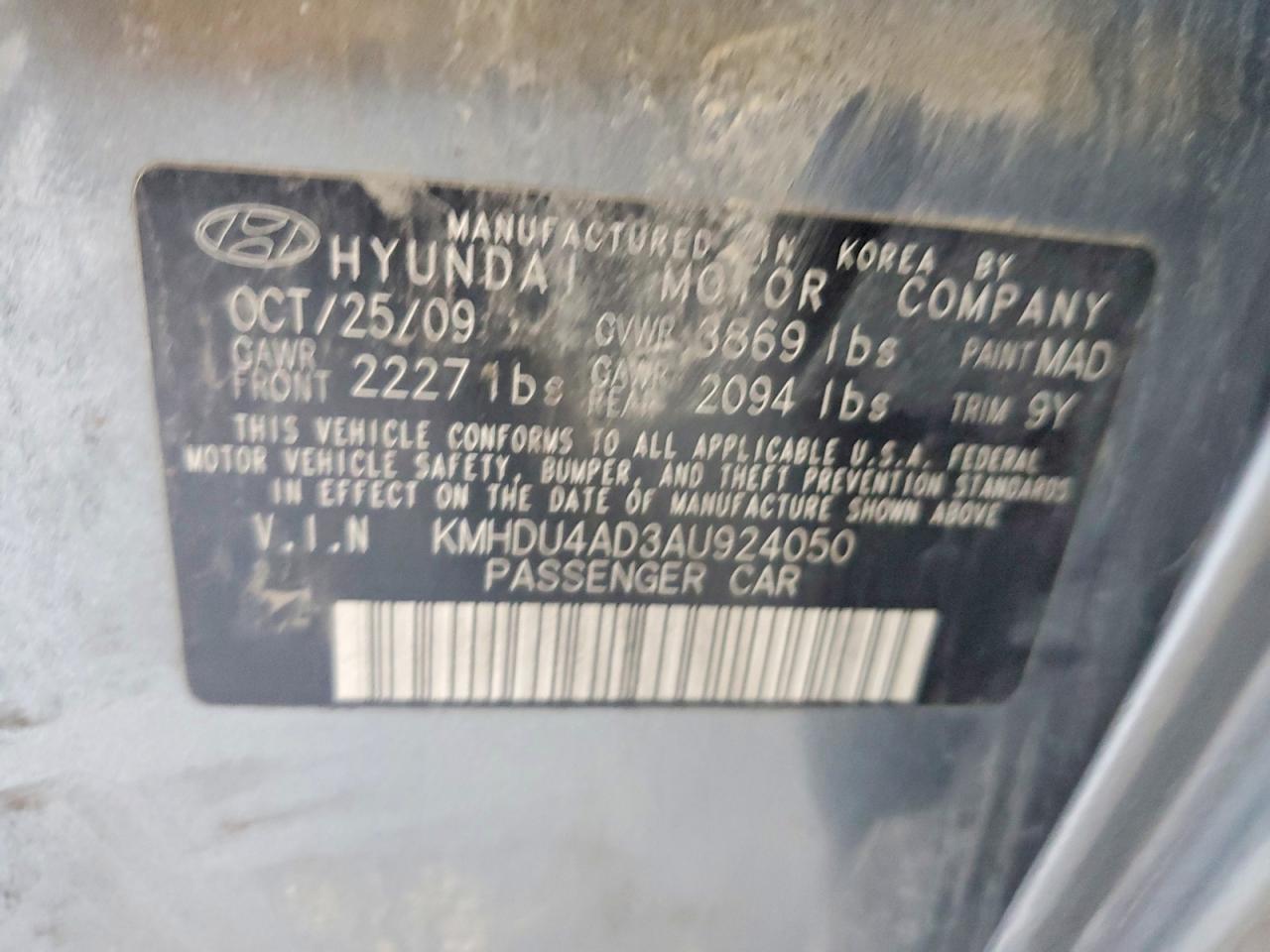 2010 Hyundai Elantra Gls Gray vin: KMHDU4AD3AU924050