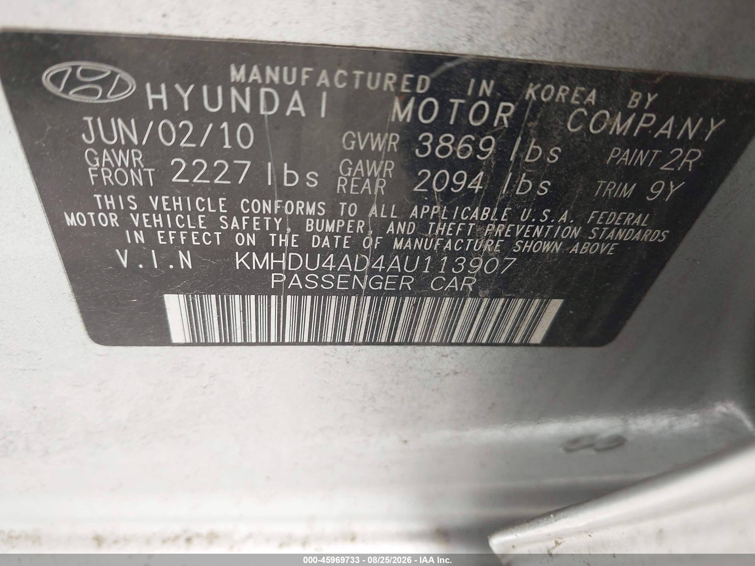 2010 Hyundai Elantra Se Silver vin: KMHDU4AD4AU113907