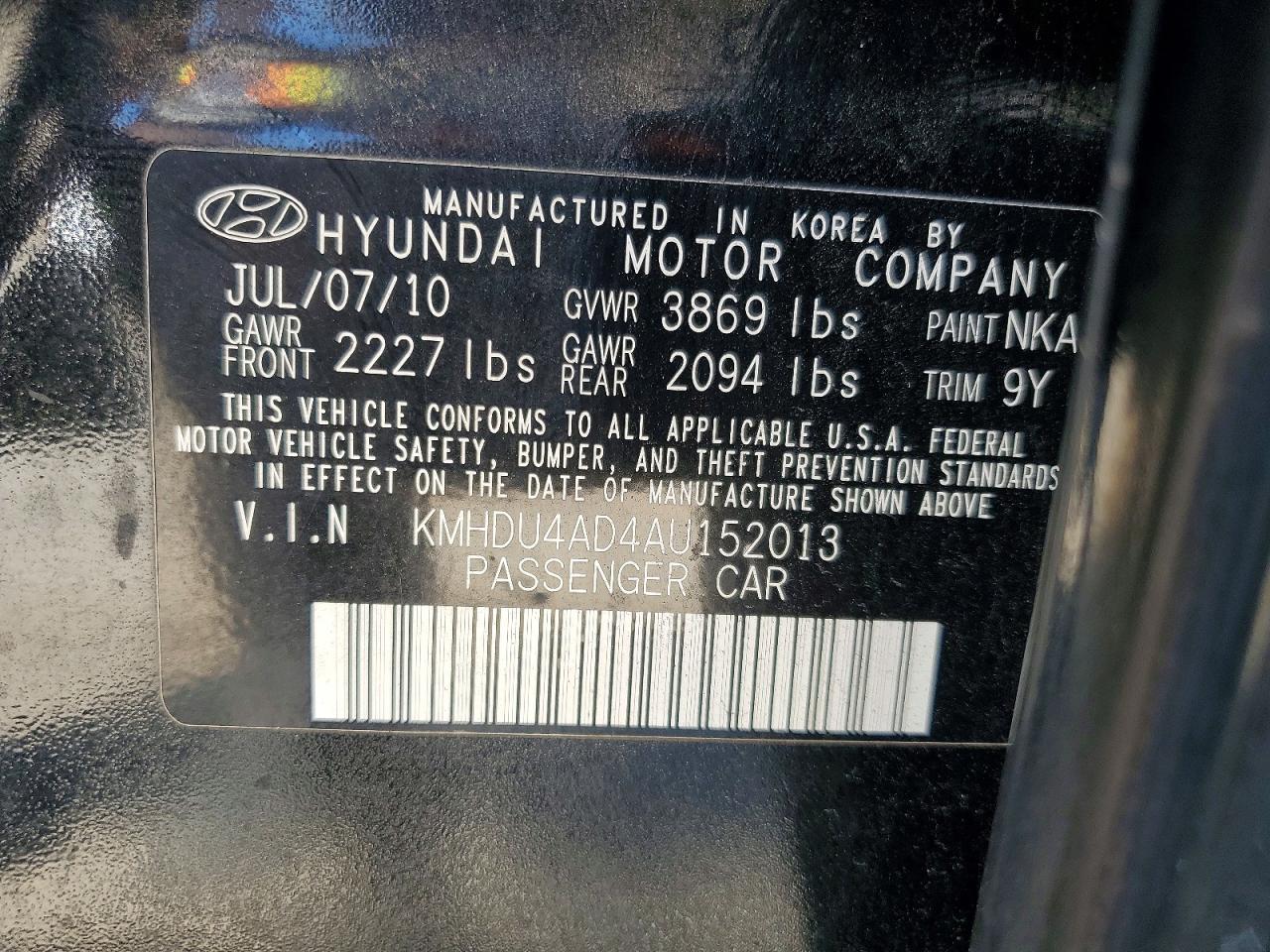 2010 Hyundai Elantra Gls Black vin: KMHDU4AD4AU152013